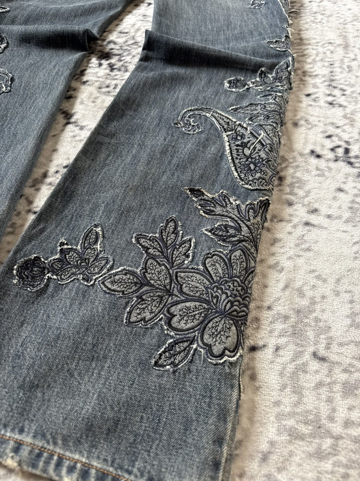 GOSTAR DE FUGA Sportmax Code By Max Mara Ornamental Embroidery Flared Jeans Size US 30 / EU 46 - 18 Thumbnail