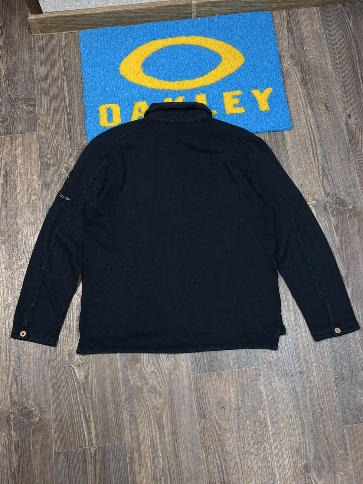 Stone Island Vintage Stone Island Big Logo Polo Neck Sweatshirt Black Size US XL / EU 56 / 4 - 7 Thumbnail