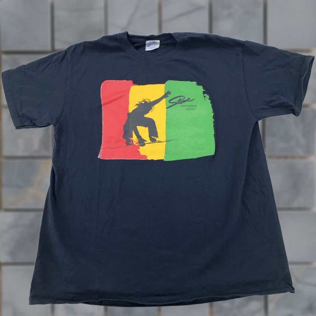 Vintage Port and Company Stowe Mountain Resort Shirt Mens M/L Black Snowboarder Graphic Tee Size US M / EU 48-50 / 2 - 1 Thumbnail