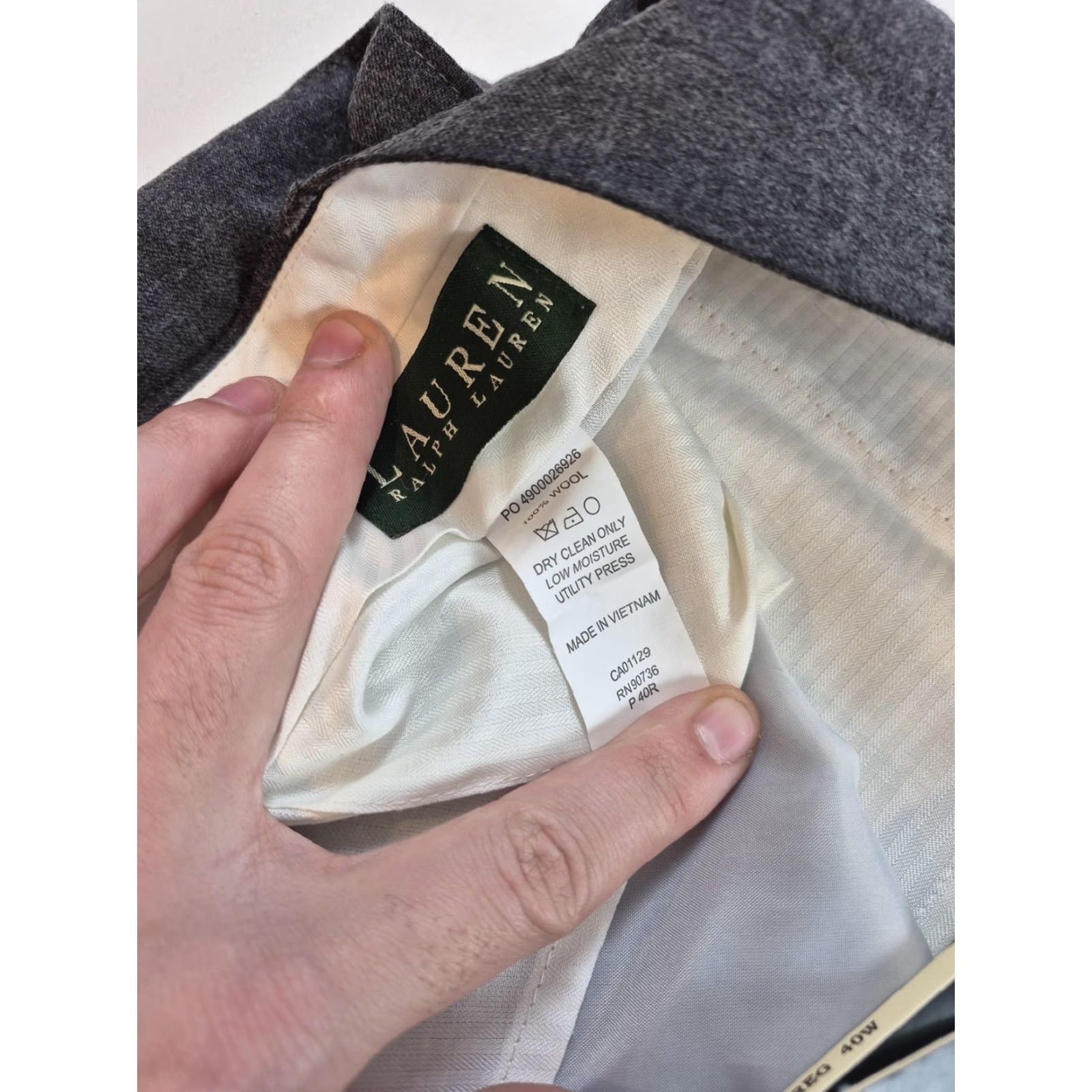 Ralph Lauren LaurHerren Ralph Lauren Dress Pants Mens 40x37 Gray Wool Flat Front NWT Unhemmed Size US 40 / EU 56 - 3 Thumbnail