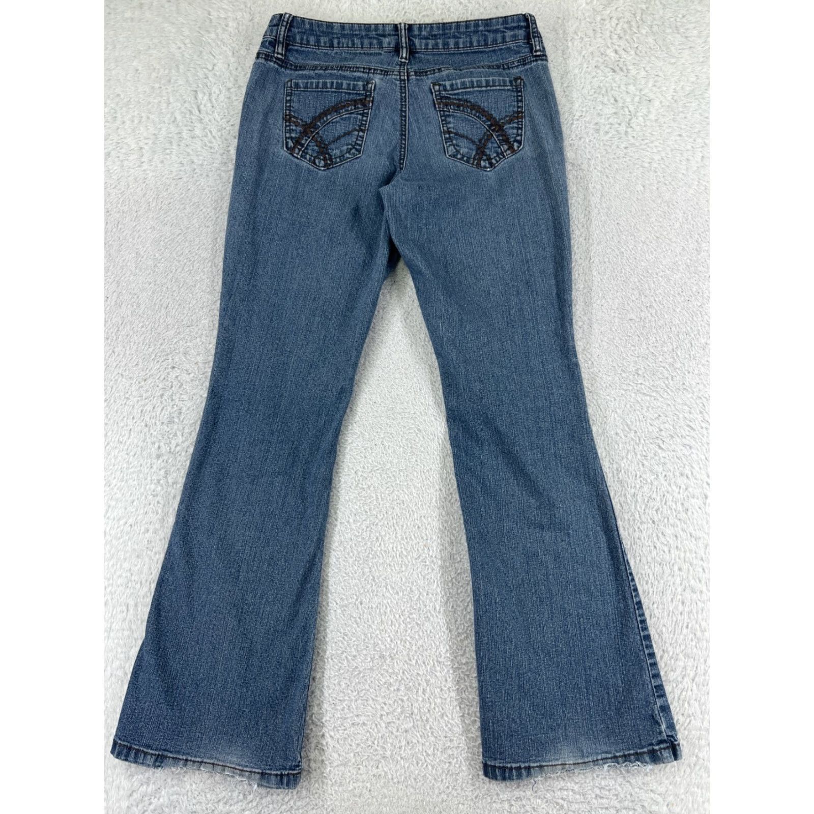 Denime D.Jeans Denim Jeans Women's 6 Blue Flared Low Rise Zip Fly Embroidered Denim Jeans Shirt/Hoodie? Size 28" / US 6 / IT 42 - 2 Thumbnail