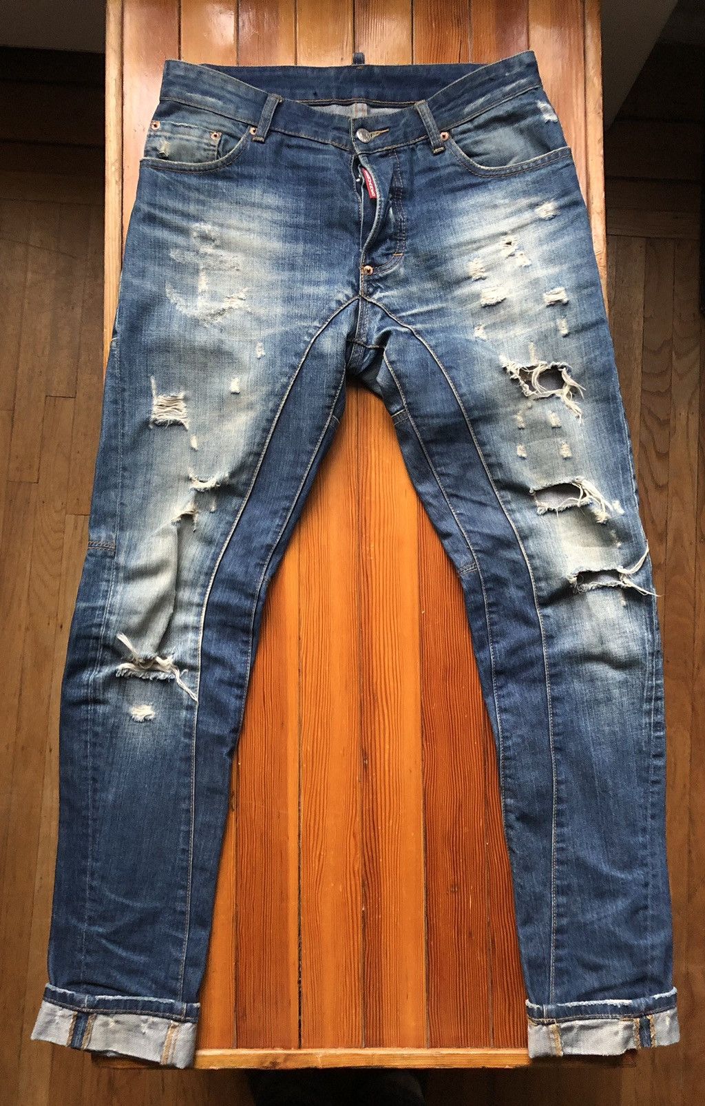 Dsquared2 DSQUARED2 Crazy Distressed Anchor Biker Jeans Size US 31 - 1 Thumbnail