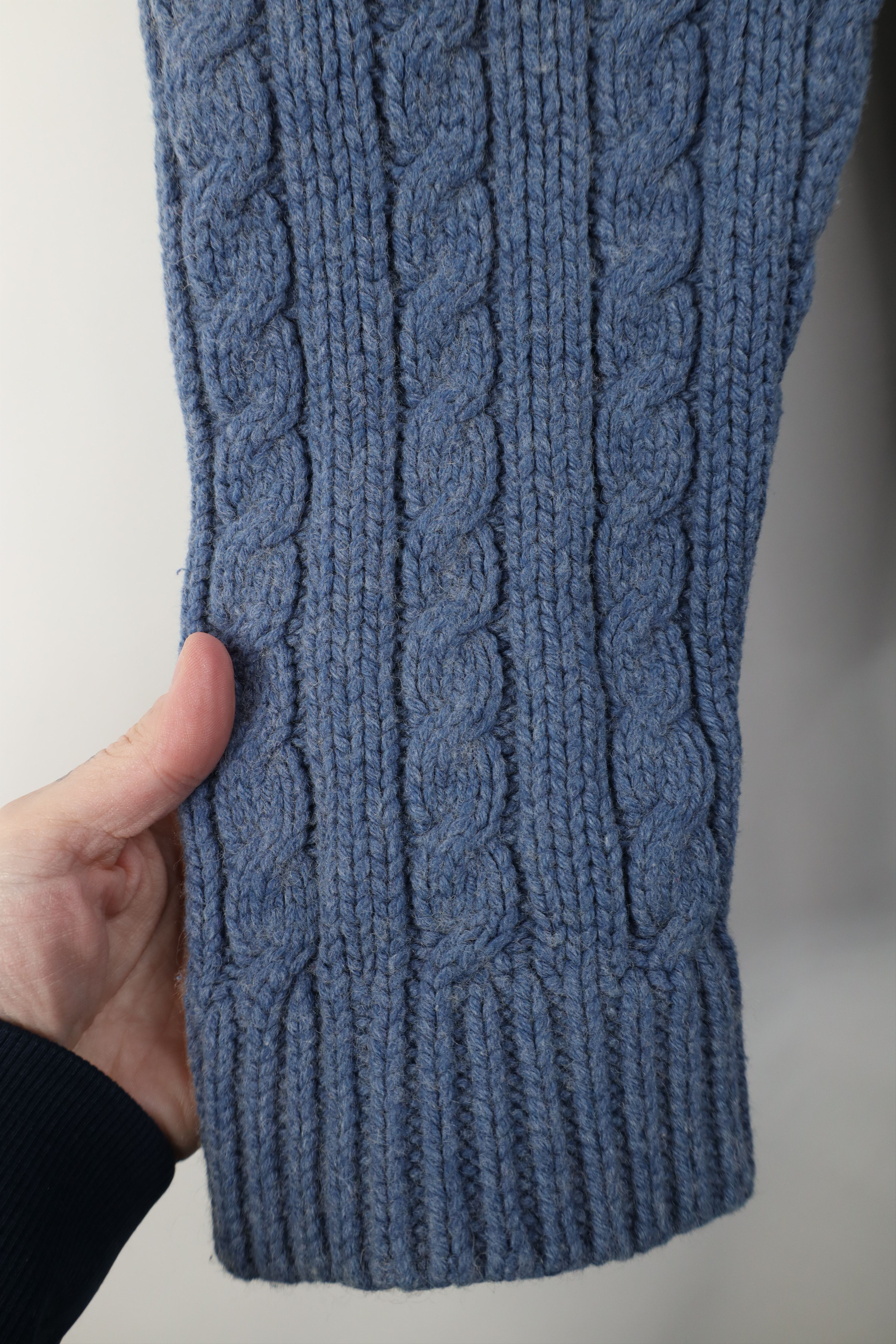 J.Crew Vintage 90s J Crew Wool Cable Knit Fisherman Sweater Blue Size US L / EU 52-54 / 3 - 5 Thumbnail