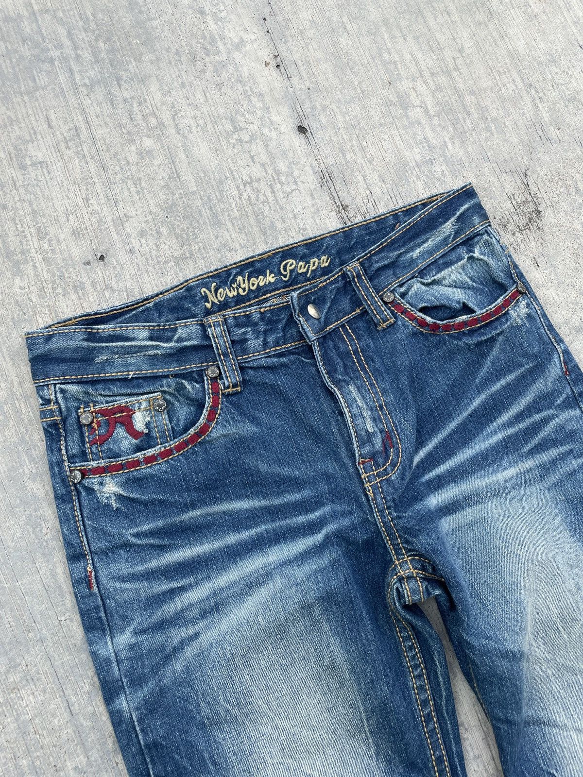 Japanese Brand 2000s JAPANESE BRAND NEWYORK PAPA CLAWMARK WASH JEANS Size 28" / US 6 / IT 42 - 2 Thumbnail