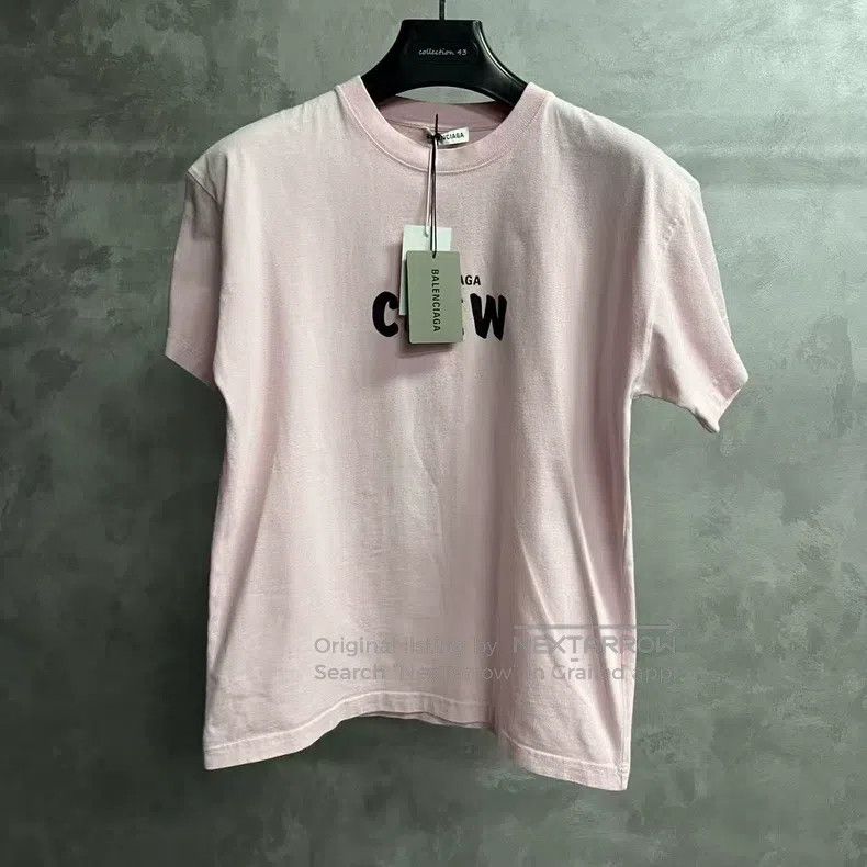 Balenciaga Balenciaga Pink Crew letter print short-sleeve T-shirt Size US M / EU 48-50 / 2 - 1 Thumbnail
