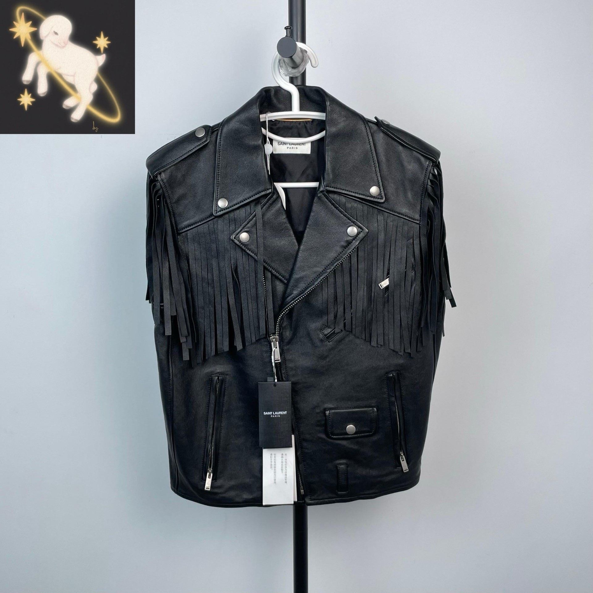 Saint Laurent Paris Saint Laurent Black Leather Fringe Vest Size S / US 4 / IT 40 - 1 Thumbnail