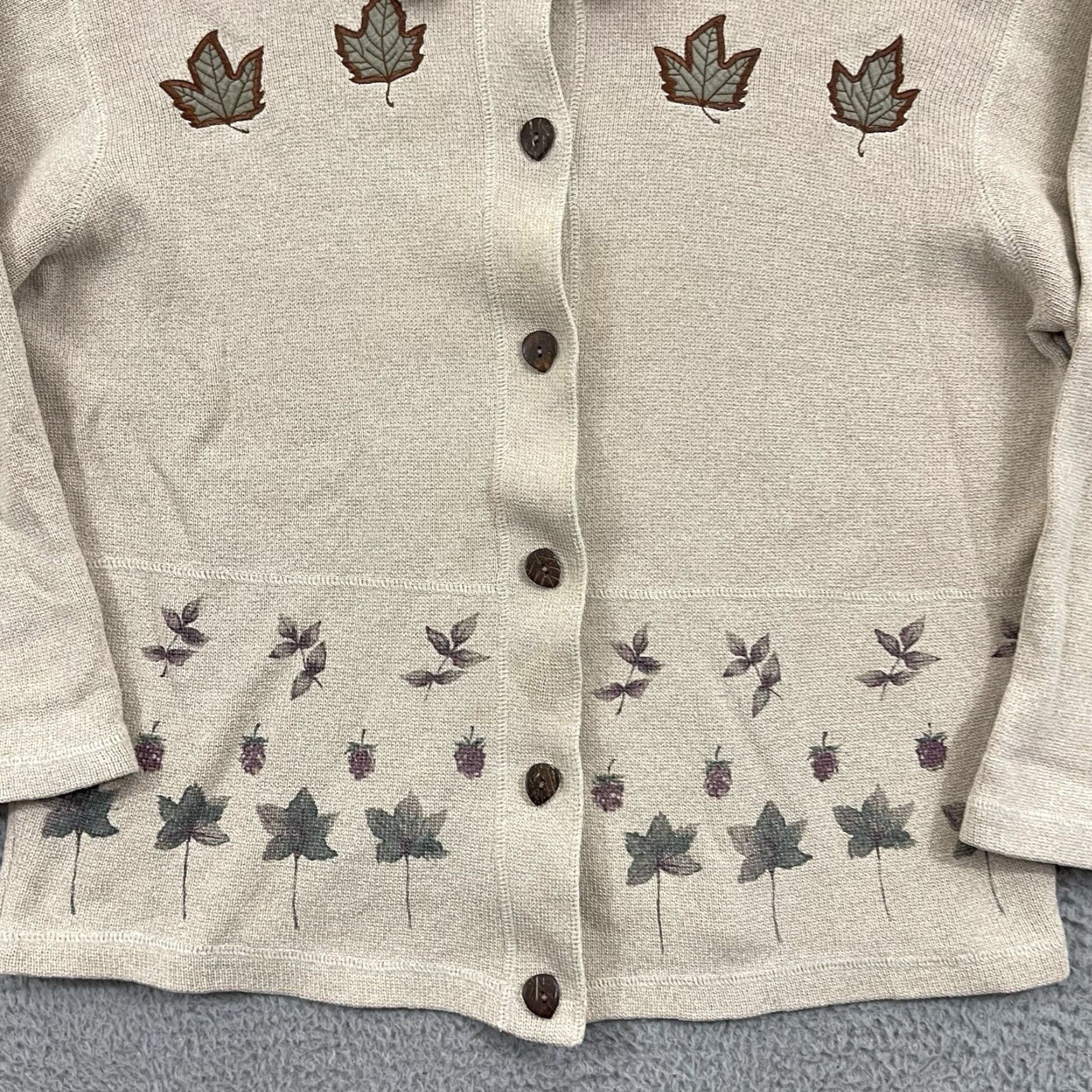 Vintage VINTAGE Woolrich Cardigan Sweater Women Large Casual Knit Button Collared Ivory Geometric 80s 90s Size M / US 6-8 / IT 42-44 - 2 Thumbnail
