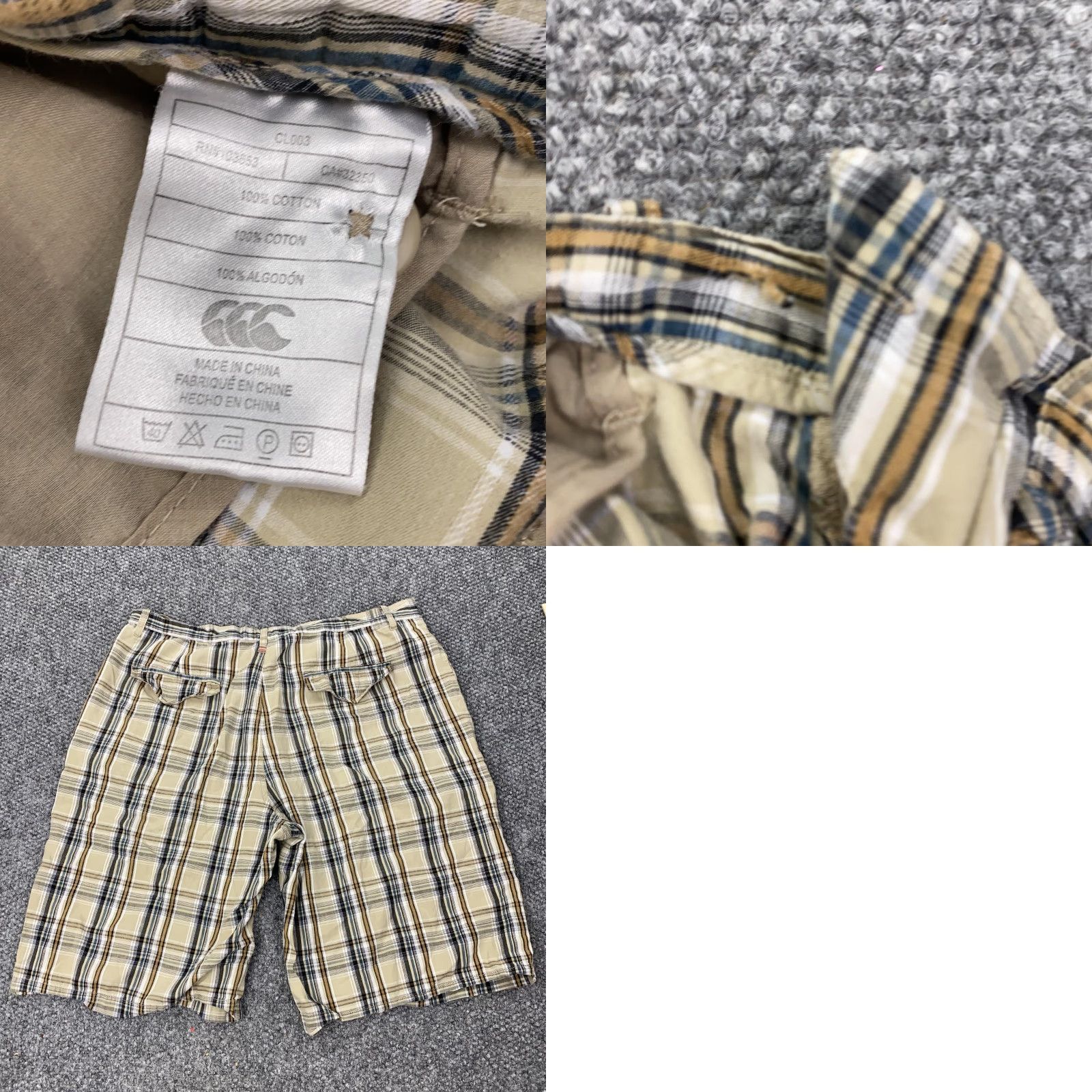 Vintage CANterbury of New Zealand Chino Shorts Mens 36 Beige Plaid Casual Cotton Size US 36 / EU 52 - 8 Thumbnail