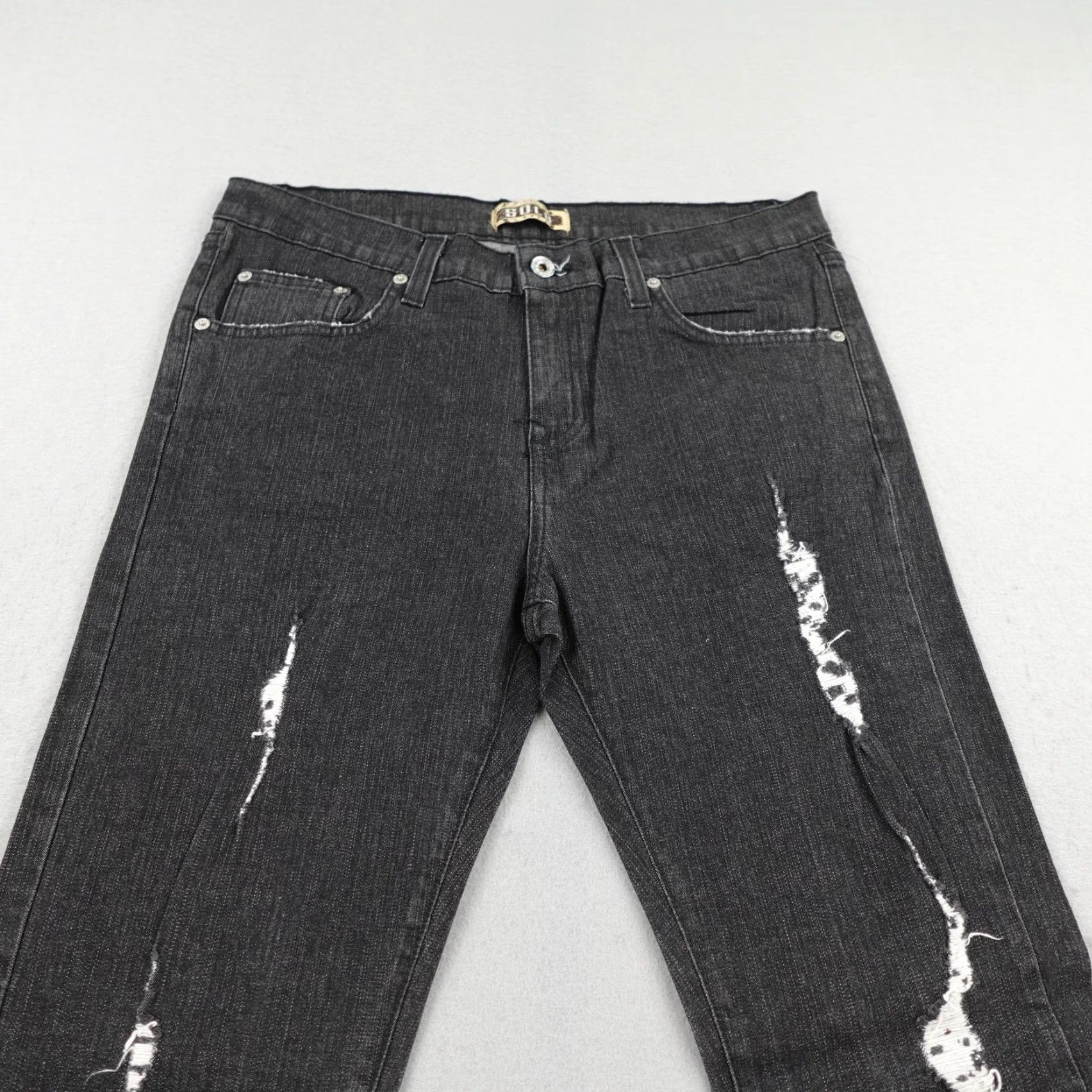 Vintage VINTAGE Solo Jeans Slim Fit 36 Gray Distressed Straight Leg Denim Made in USA Size US 36 / EU 52 - 2 Thumbnail