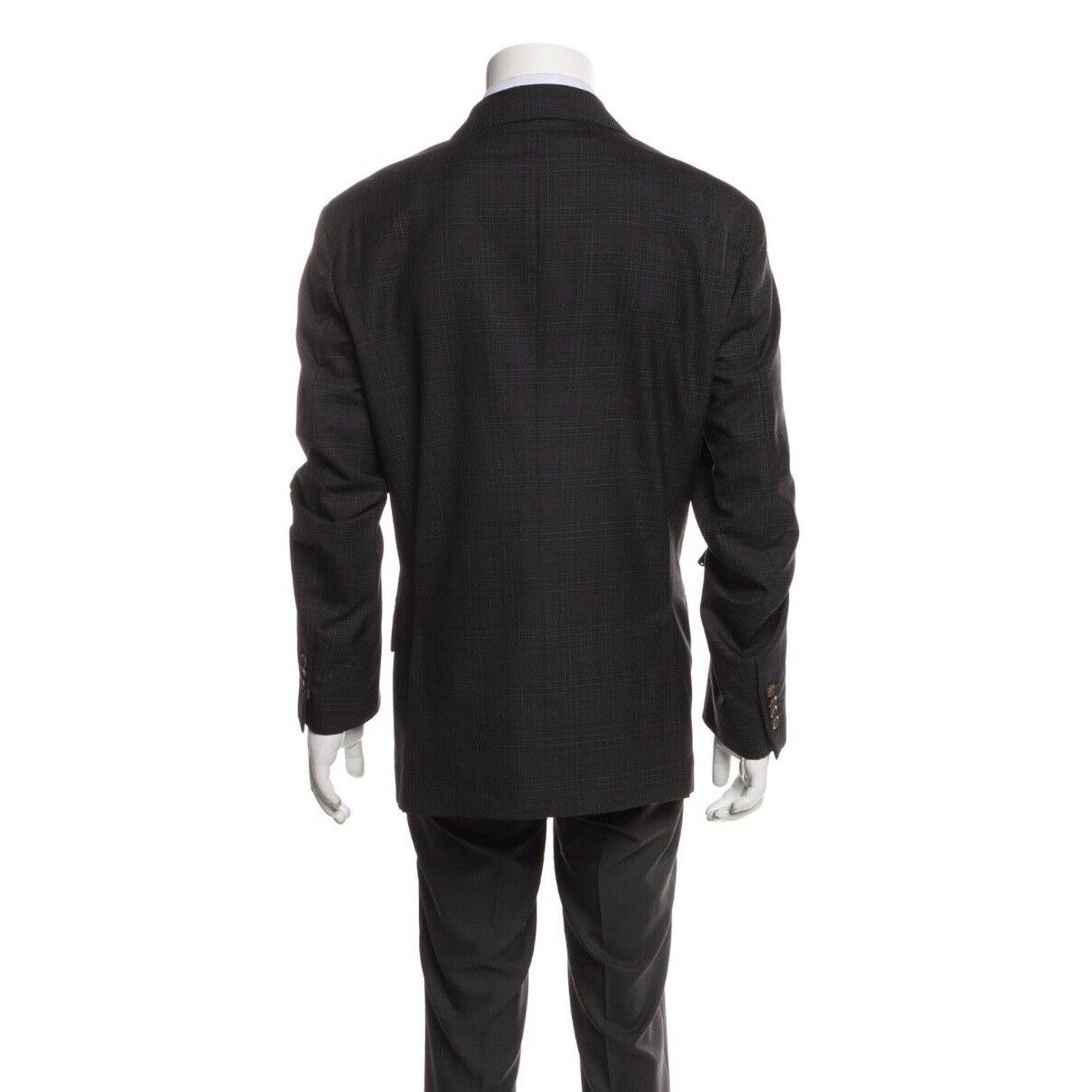 Brunello Cucinelli Brunello Cucinelli Charcoal Gray Plaid Peak Lapel 54/44 Size 44R - 8 Thumbnail