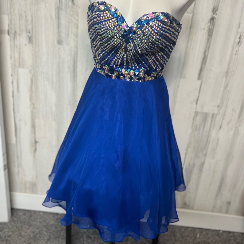 Other Anny Lee Blue Strapless Rhinestone Skater Dress XS Prom Home Size XS / US 0-2 / IT 36-38 - 3 Thumbnail