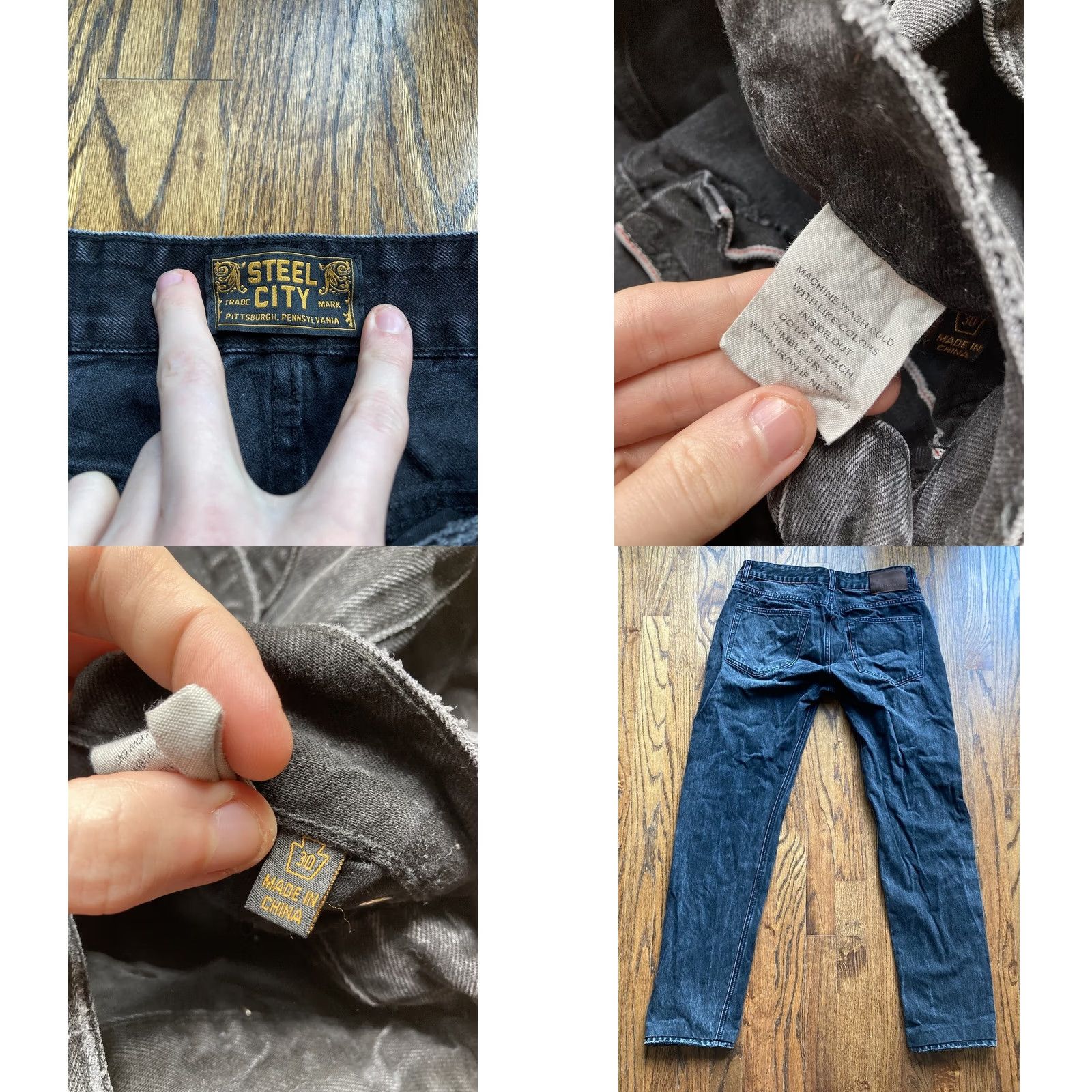 Vintage Steel City Jeans Mens Size 30x30 Black Denim Straight Leg Regular Cotton Jeans 30x30 City Inseam 30 Mens Size US 30 / EU 46 - 8 Thumbnail
