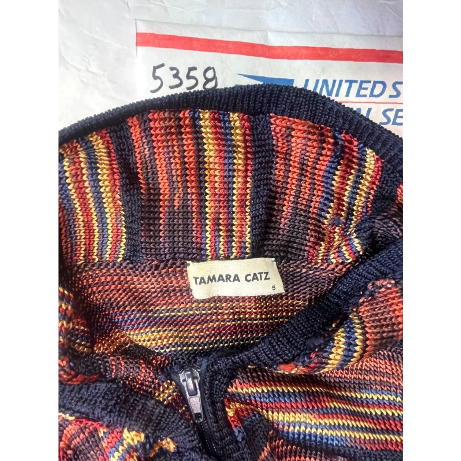 Vintage Tamara Catz Brown Tribal Swater Striped Zip Up Women Size Small Heavy Size S / US 4 / IT 40 - 7 Thumbnail