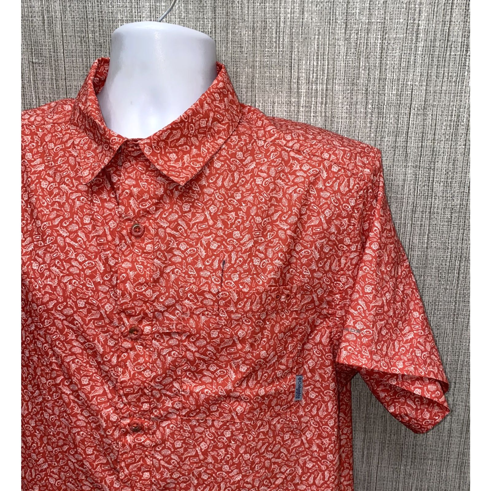 Vintage Columbia PFG Mens Red Polyester Short Sleeve Shirt 22.5 In Armpit Size M Regular Button-Up Collared Button-Down Size US M / EU 48-50 / 2 - 2 Thumbnail
