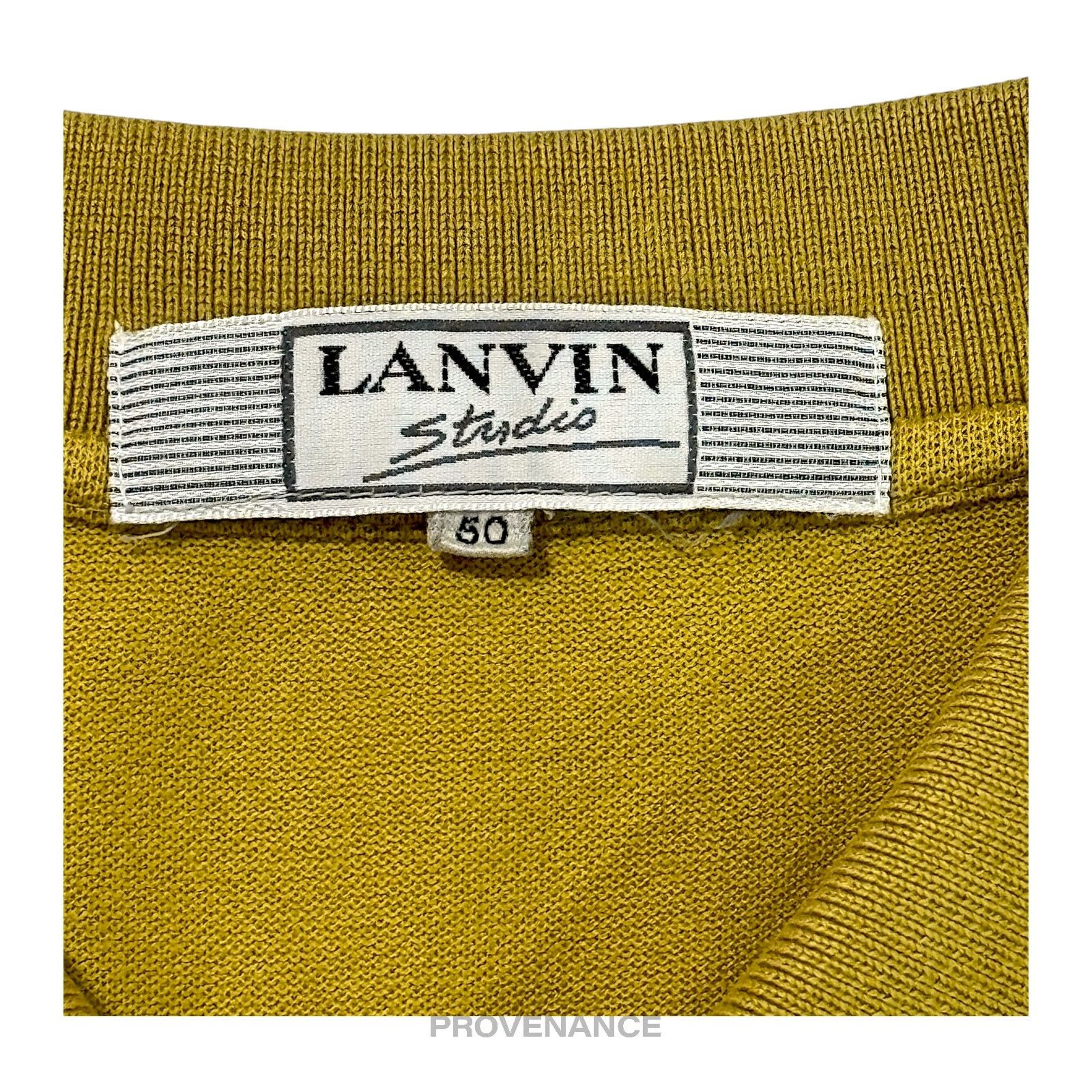 Lanvin 🔴 Lanvin Studio Polo Shirt Logo Floral - Golden Olive Size US M / EU 48-50 / 2 - 10 Thumbnail