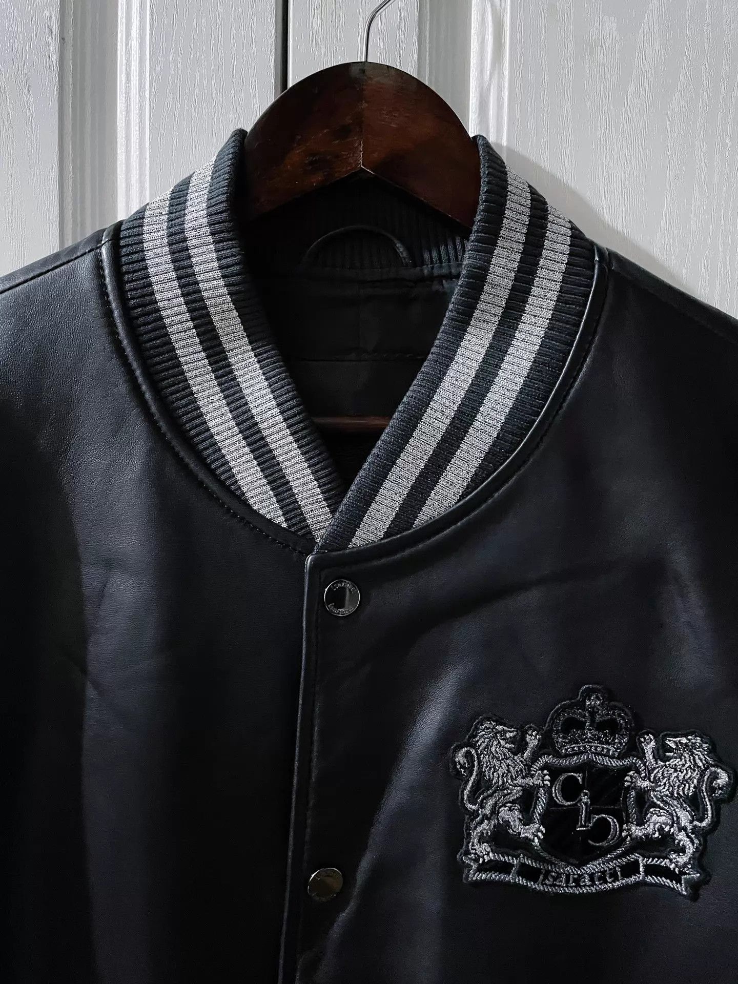Other isaratti knit embroidery crown leather jacket Size US L / EU 52-54 / 3 - 3 Thumbnail