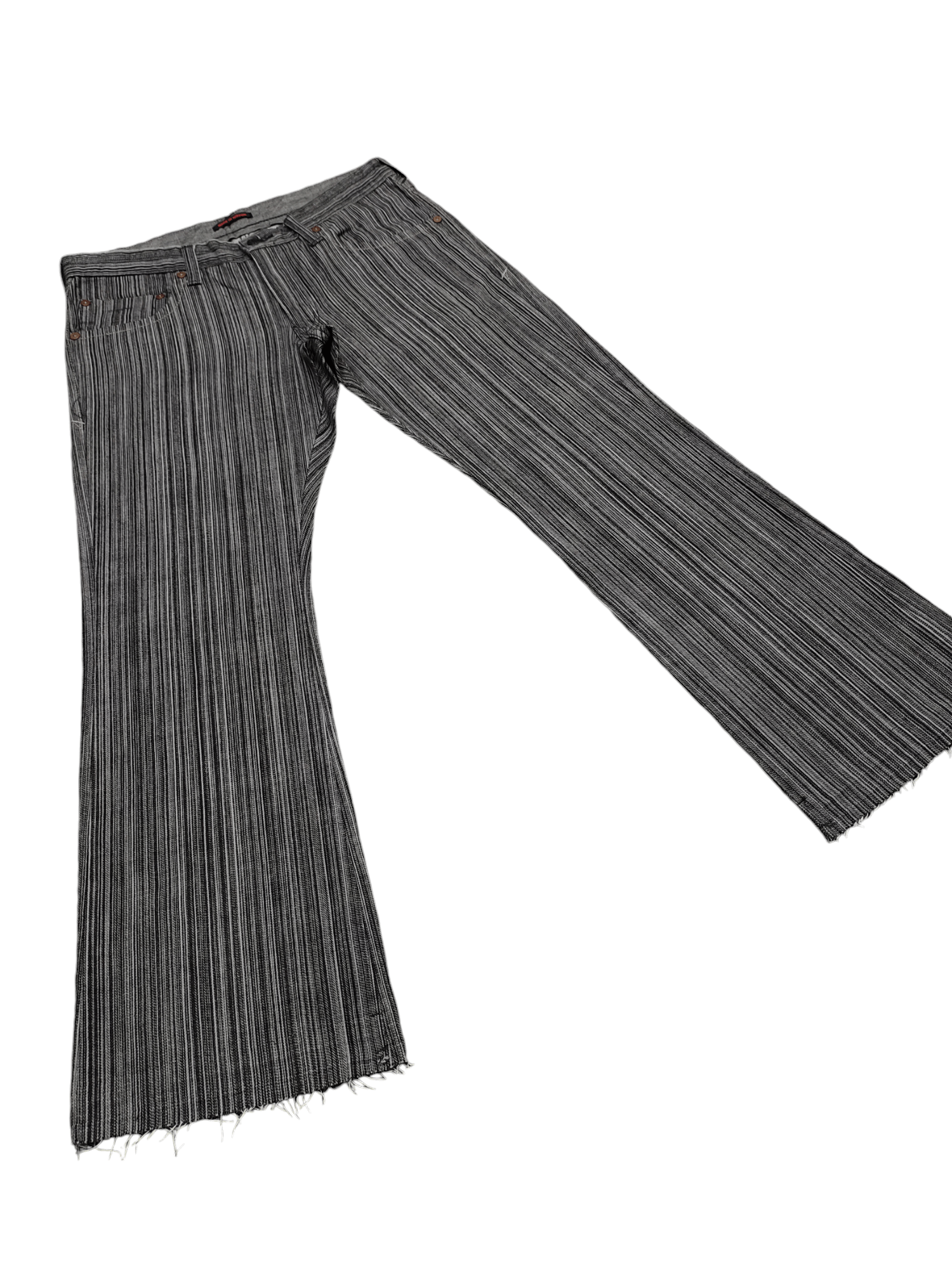 If Six Was Nine Flare Jeans Blue Way Union Made Japan Striped Denim Bootcut Size US 34 / EU 50 - 2 Thumbnail
