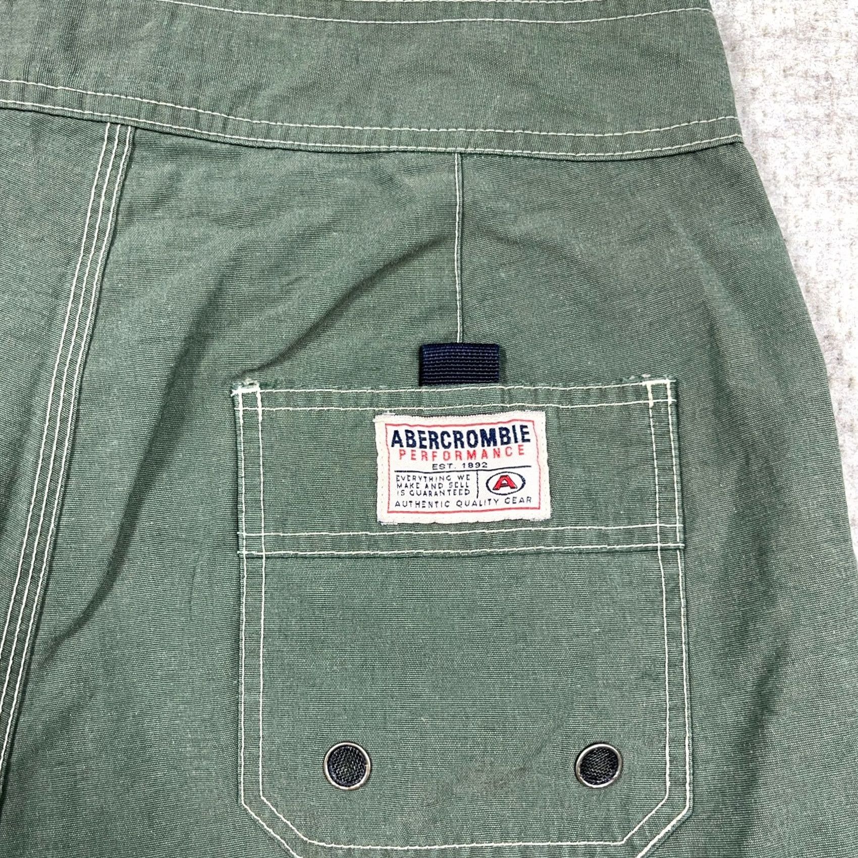 Abercrombie & Fitch VINTAGE Abercrombie & Fitch Swim Trunks Men M Olive Green Logo Pockets Quick Dry Summer Size US 31 - 5 Thumbnail