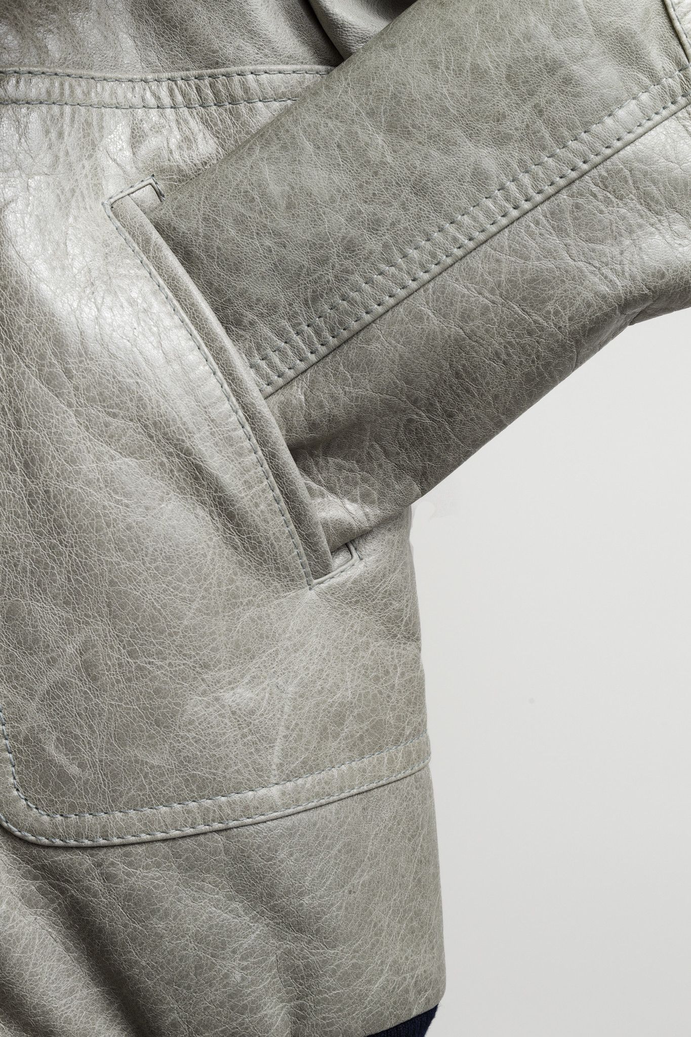 Balenciaga Balenciaga 2008 Arena Goat Leather Grey Navy Zip Bomber Size M / US 6-8 / IT 42-44 - 7 Thumbnail
