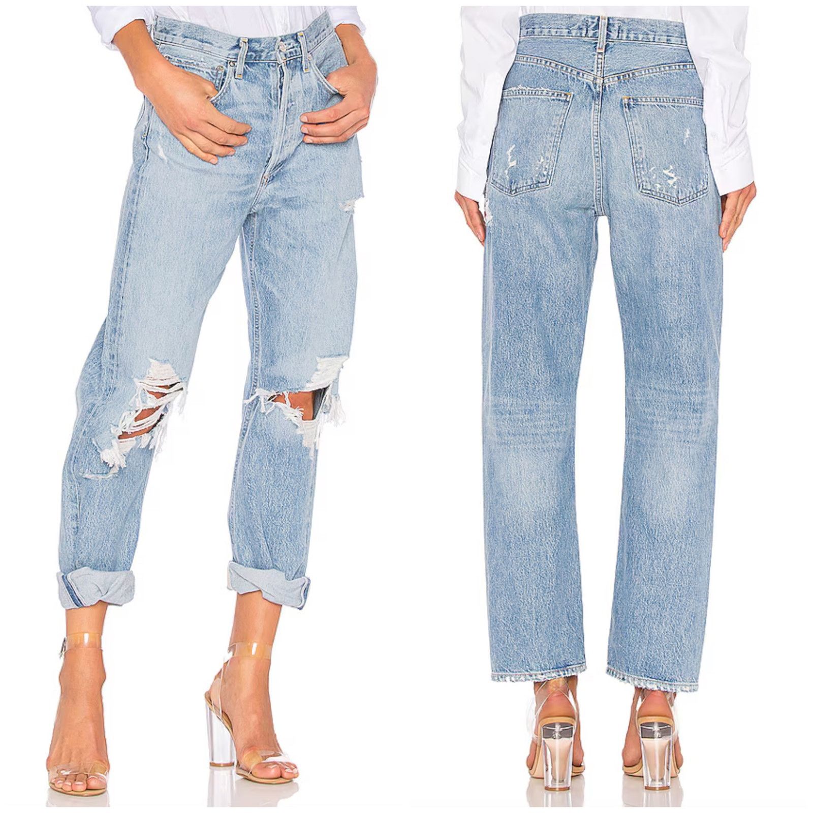 Agolde AGOLDE 90's Mid Rise Loose Jeans Fall Out Distressed Size 24" / US 00 / IT 34 - 1 Thumbnail