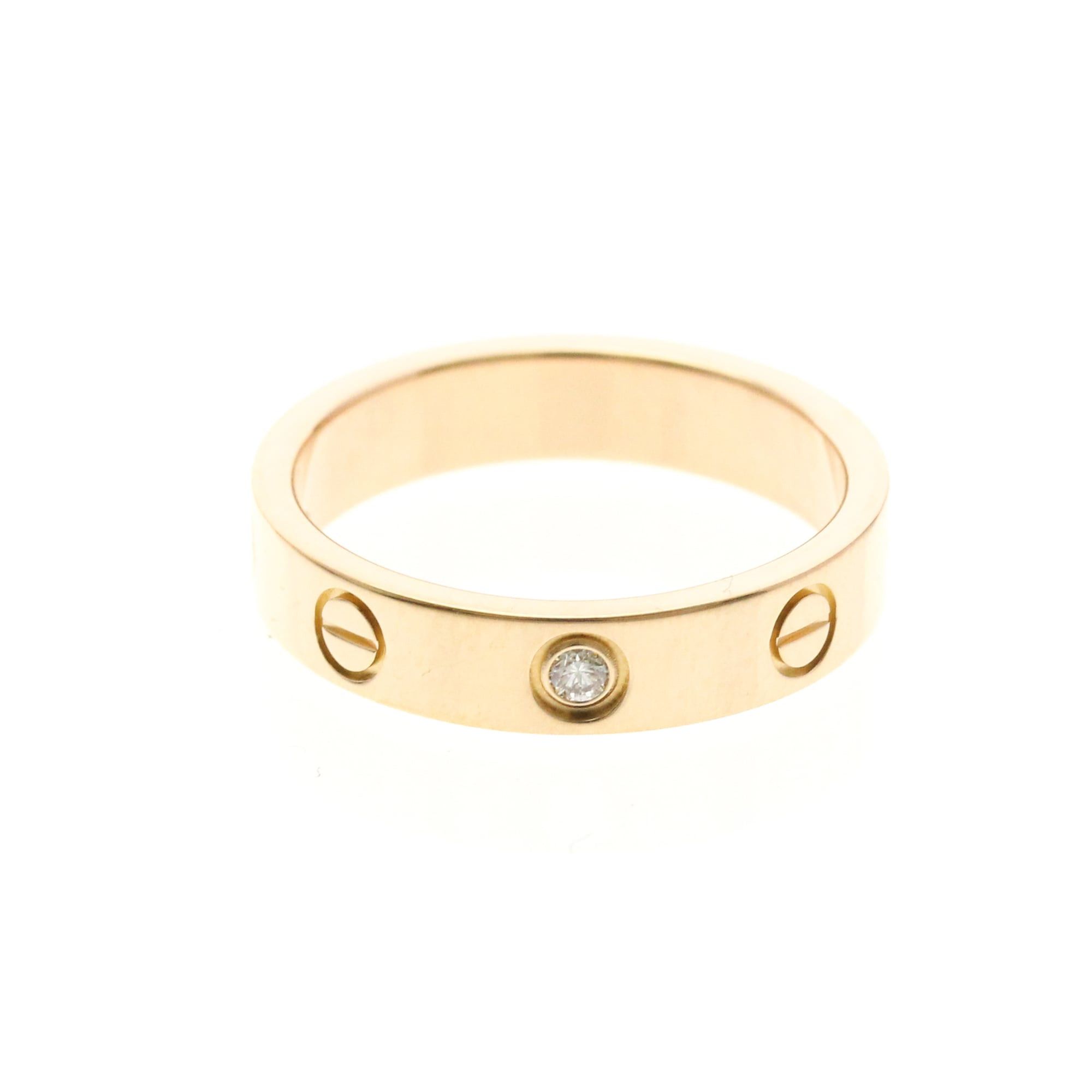 Cartier Cartier Mini Love Ring With 1 Diamond Pink Gold (18K) Fashion Diamond Band Ring Pink Gold Size ONE SIZE - 1 Thumbnail