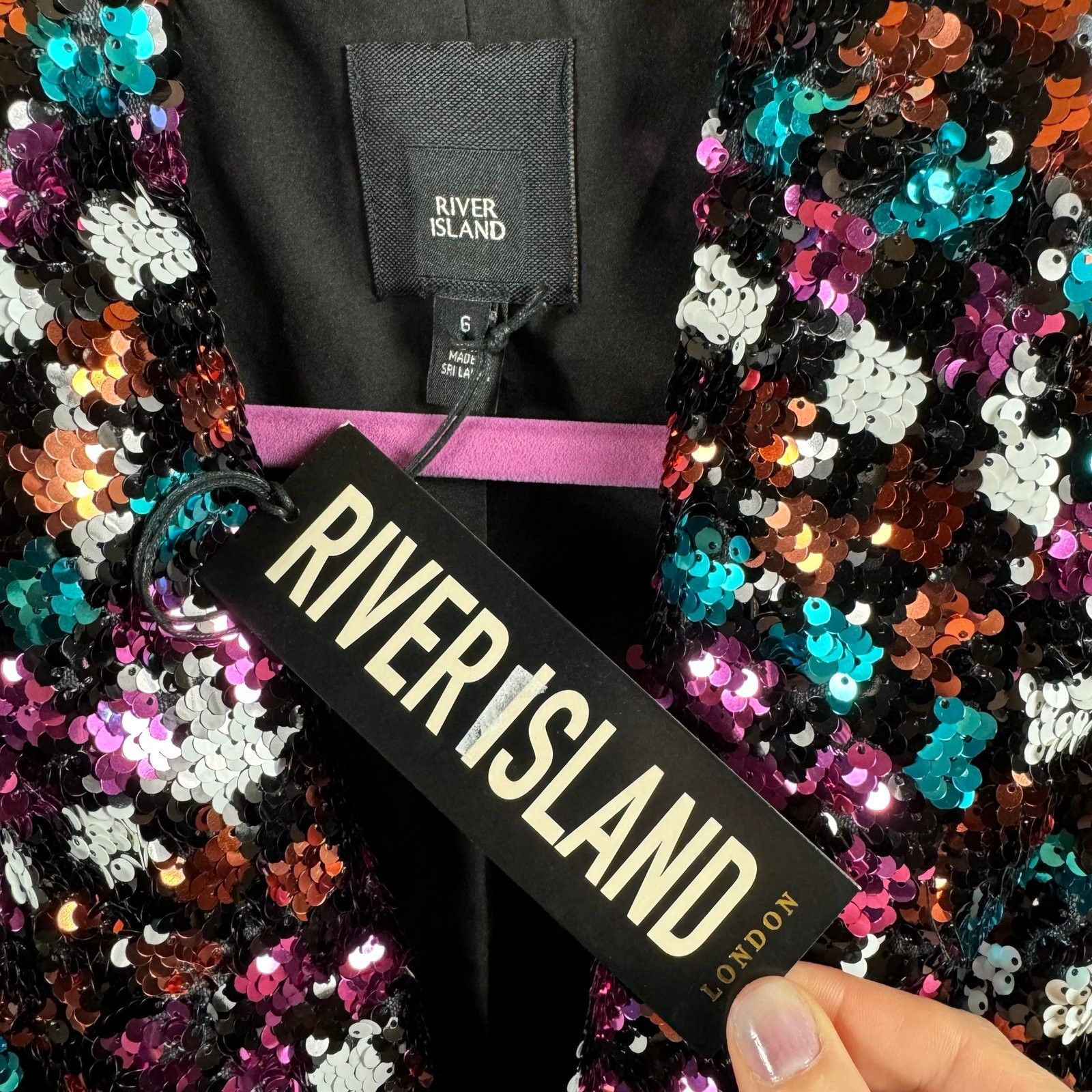 River Island River Island Black Check Sequin Blazer Dress cocktail NYE Size XS / US 0-2 / IT 36-38 - 8 Thumbnail