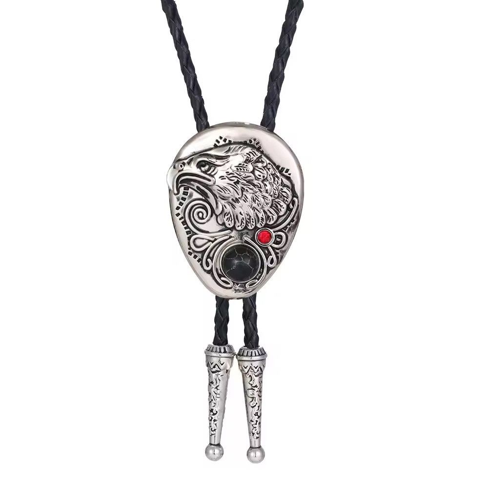 Vintage Synthetic Zircon Geometric Eagle Rope Bolo Tie Size ONE SIZE - 3 Thumbnail