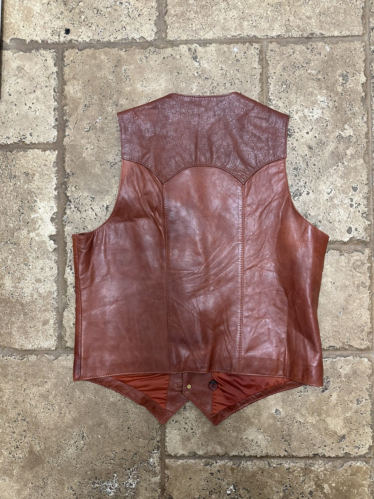 Other Concord 80’s Genuine Leather Vest Ostrich Cuervo Rust Size L / US 10 / IT 46 - 2 Thumbnail