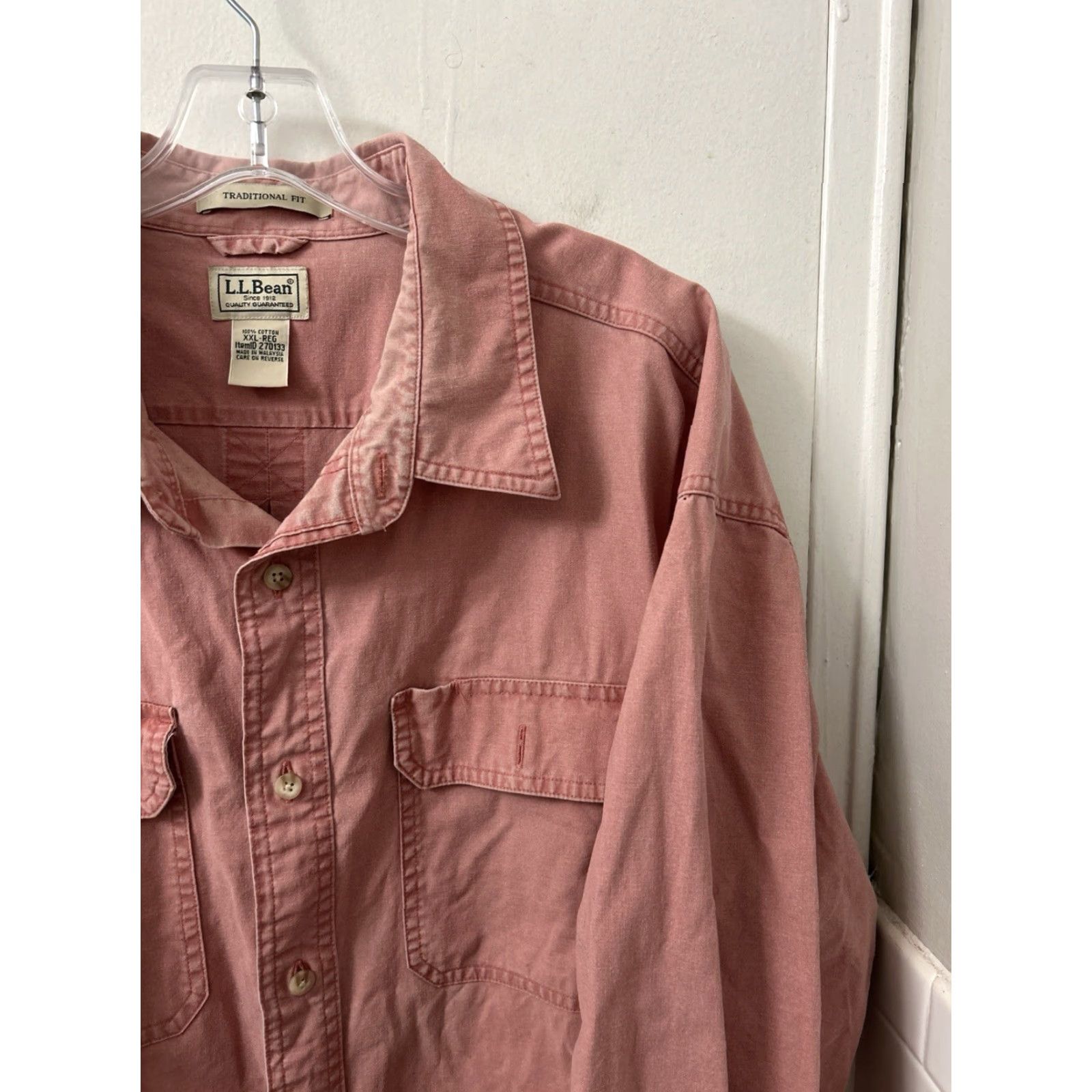 Vintage VINTAGE LL Bean Sunwashed Canvas Shirt Mens 2XL Pink Traditional Fit Button Down Size US XXL / EU 58 / 5 - 4 Thumbnail