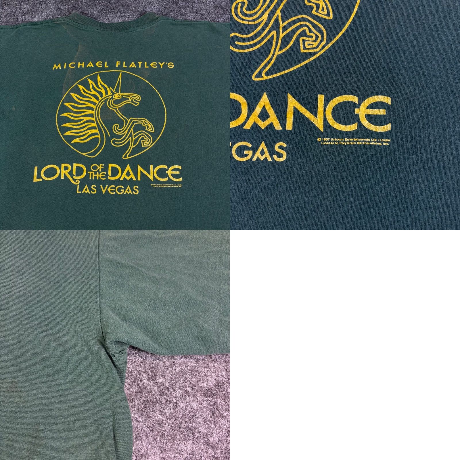 POP MART VINTAGE Lord of the Dance T-Shirt Green Large 1997 Michael Flatley Mens Size US L / EU 52-54 / 3 - 8 Thumbnail