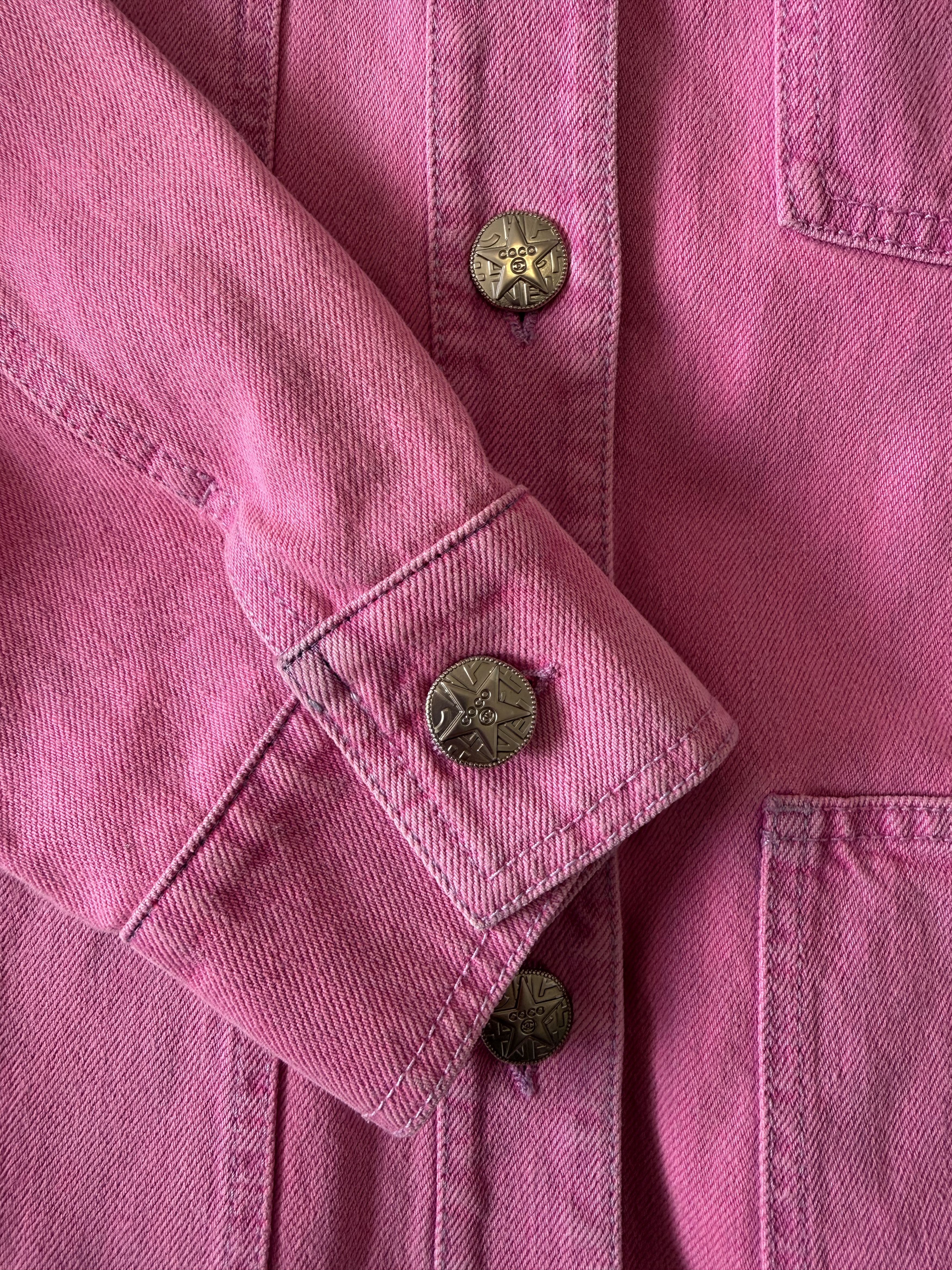 Chanel Chanel SS 2021 Runway CC Pink Camelia Denim Jacket 34 Size XS / US 0-2 / IT 36-38 - 16 Thumbnail