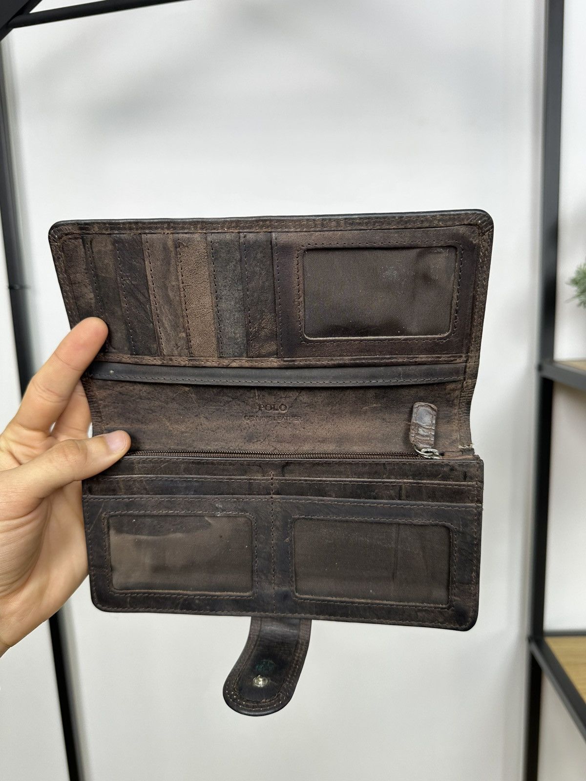 Polo Ralph Lauren Vintage Polo by Ralph Lauren Leather Long Wallet Purse Brown Size ONE SIZE - 8 Thumbnail