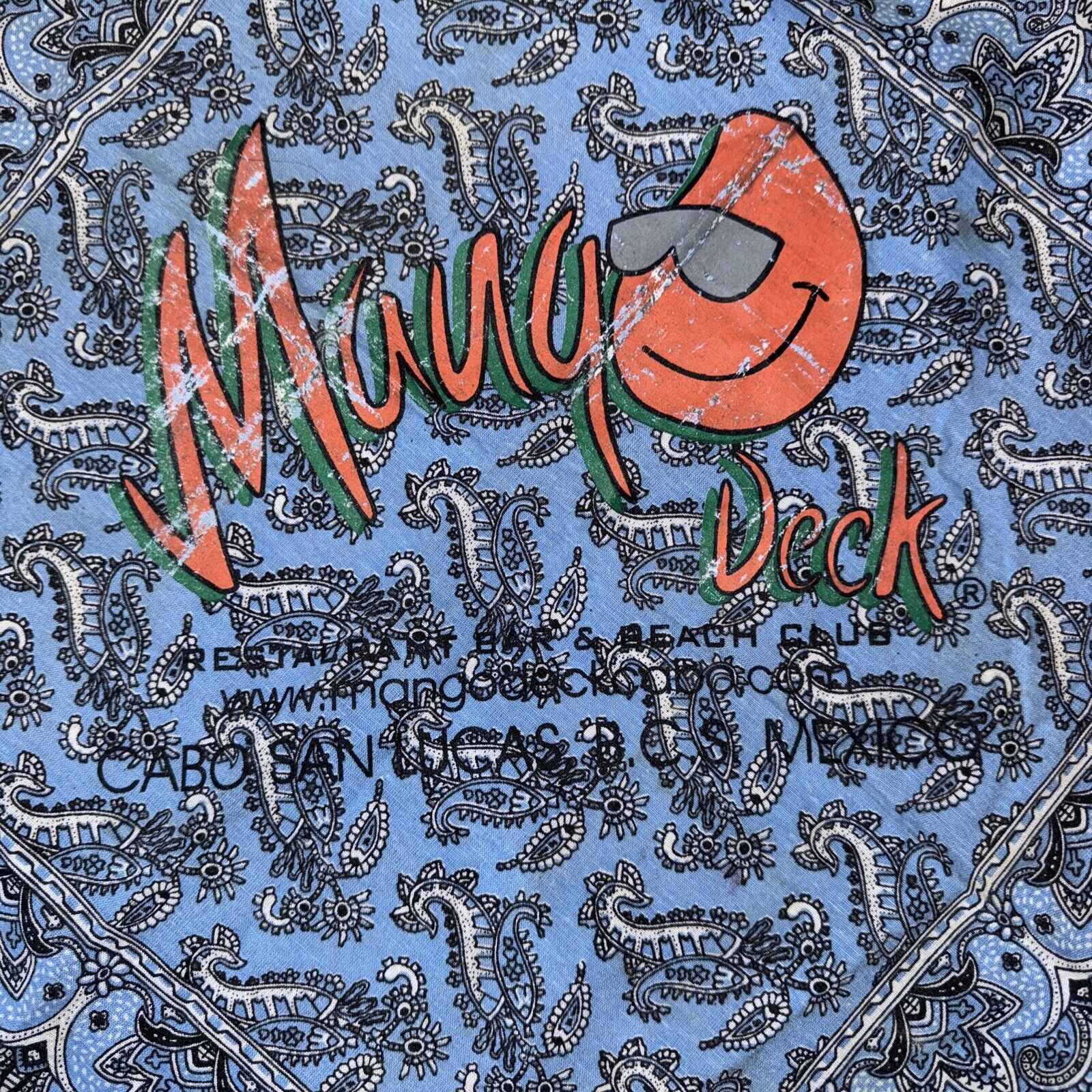 Vintage Cabo San Lucas Bandana Blue Accessory Scarf Pocket Square Size ONE SIZE - 2 Thumbnail
