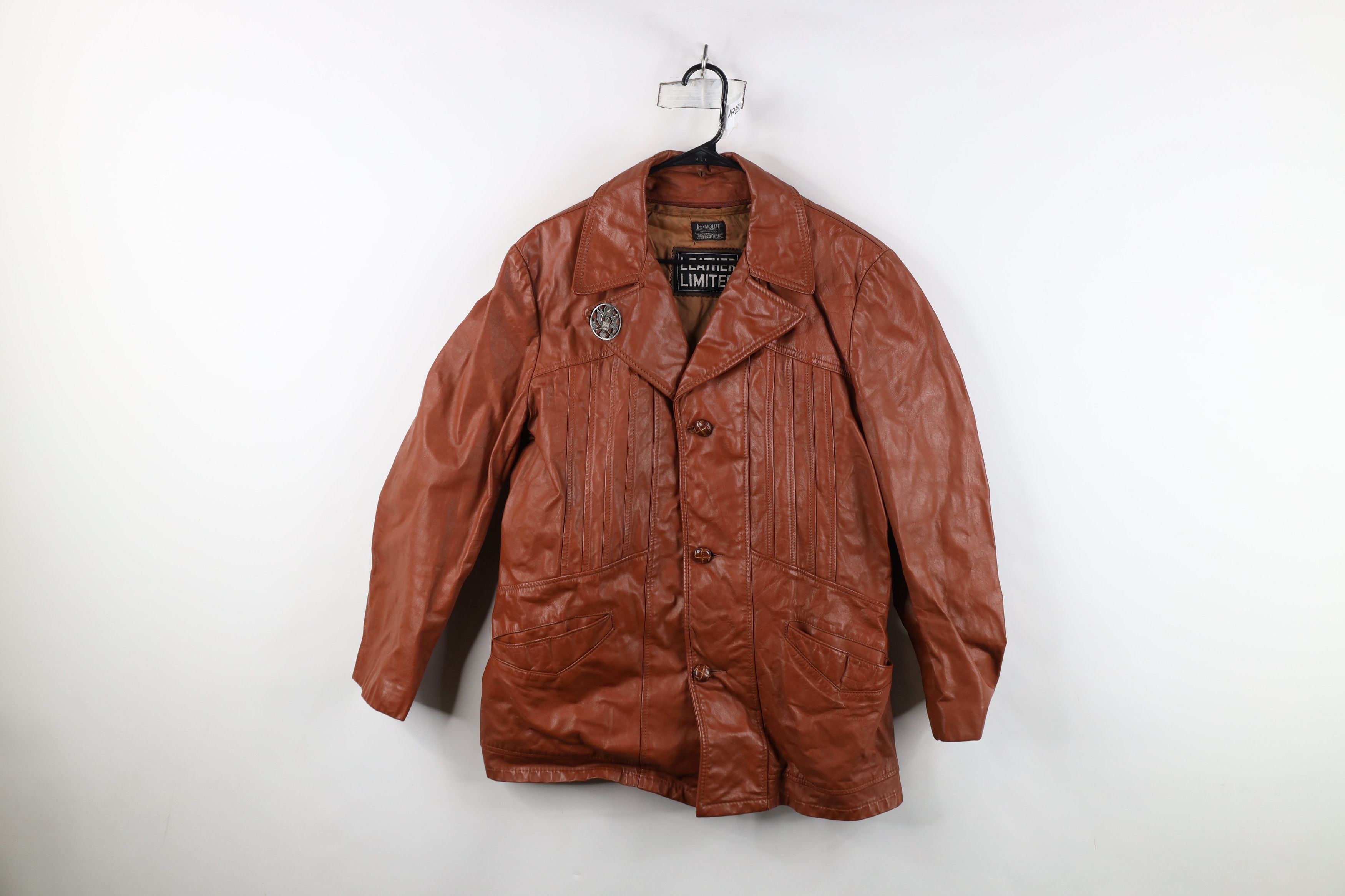 Vintage Vintage 70s Streetwear Lined Leather Button Jacket Brown USA Size US XL / EU 56 / 4 - 1 Thumbnail