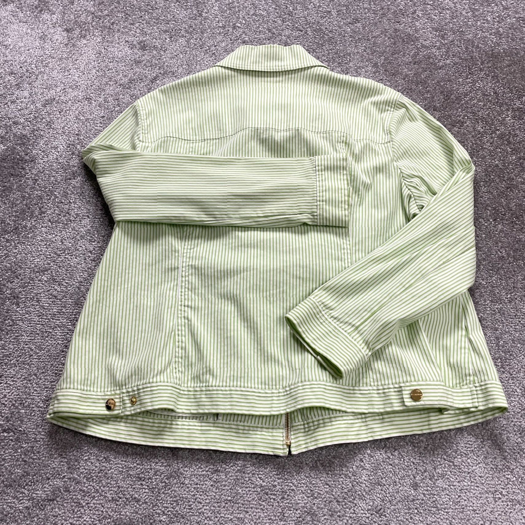 Jones New York Jones New York Jacket Womens 2XL Green White Striped Collared Full Zip Casual Size XXL / US 16-18 / IT 52-54 - 2 Thumbnail