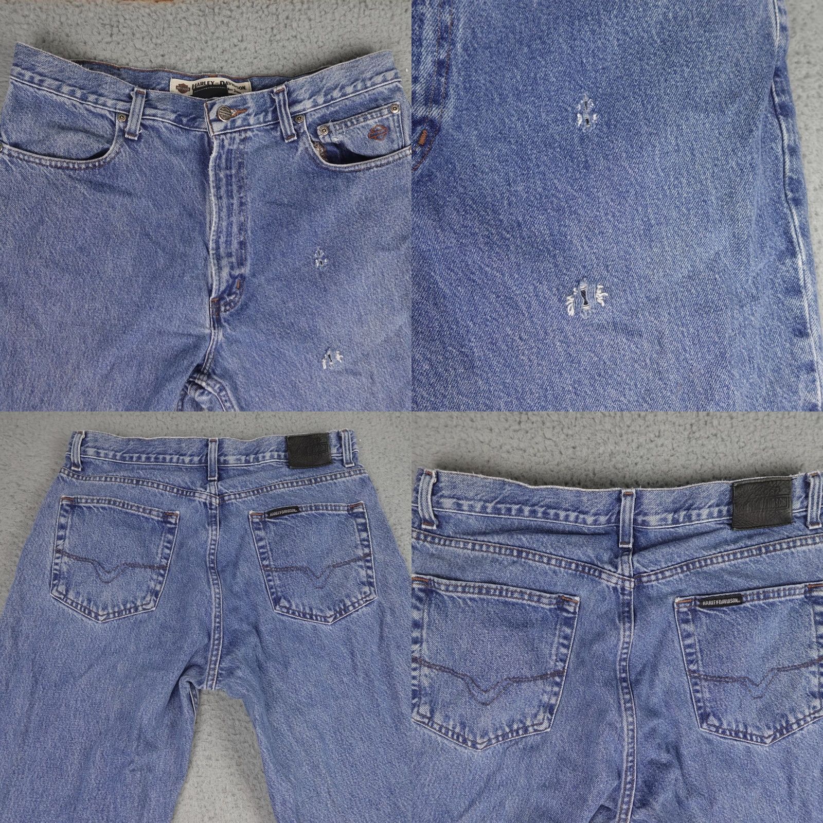 Harley Davidson Harley-Davidson Jeans Mens Blue Denim Straight Leg Shield 36x30 Biker Motorcycle Retro Size US 36 / EU 52 - 8 Thumbnail