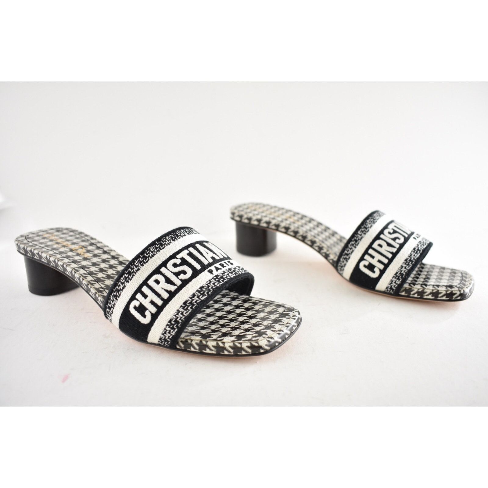 Dior Christian Dior Dway Heeled Slide Black White Houndstooth Size US 8 / IT 38 - 6 Thumbnail