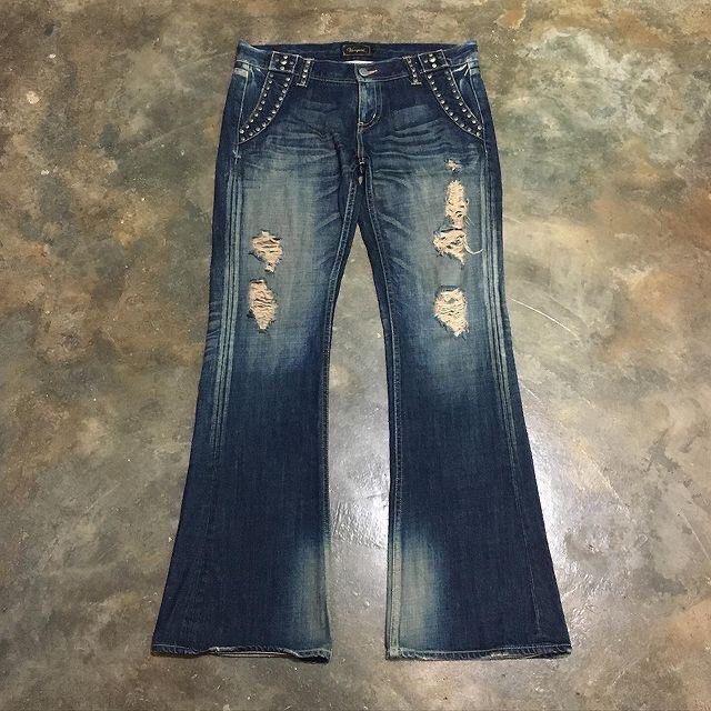 vintage VANQUIS japan flare denim blackwash