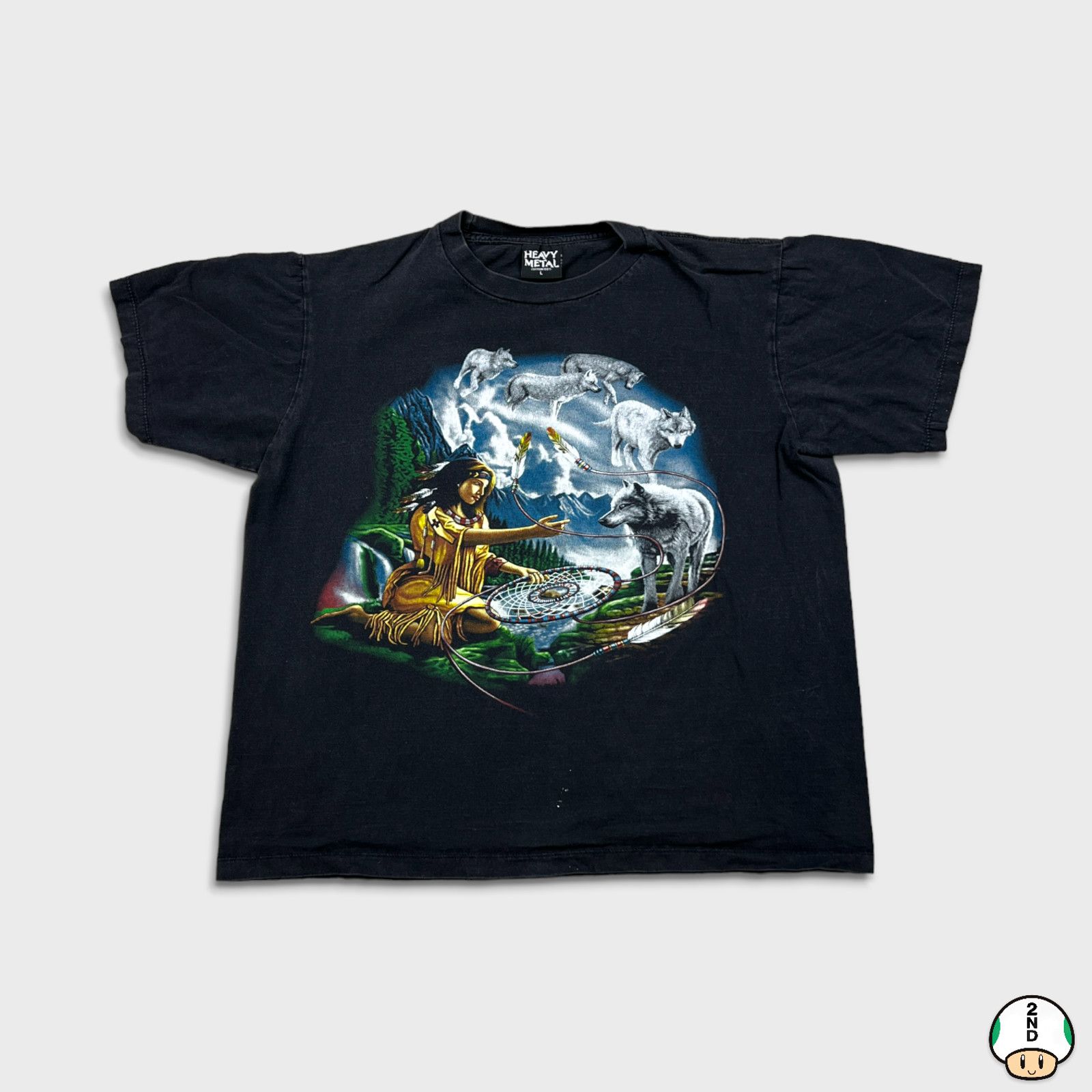 Native × Vintage Native Dreamcatcher T Shirt Small Wolves Double Sided Tee Size US S / EU 44-46 / 1 - 1 Thumbnail