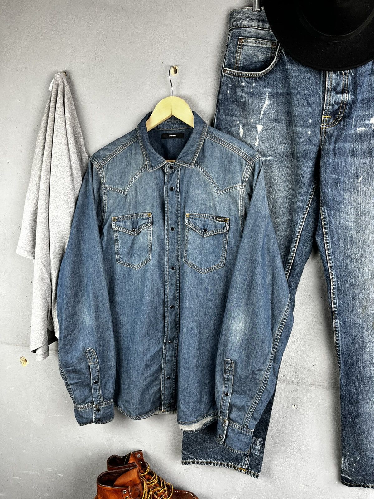 Diesel Diesel denim shirt distressed size xl Size US XL / EU 56 / 4 - 2 Thumbnail