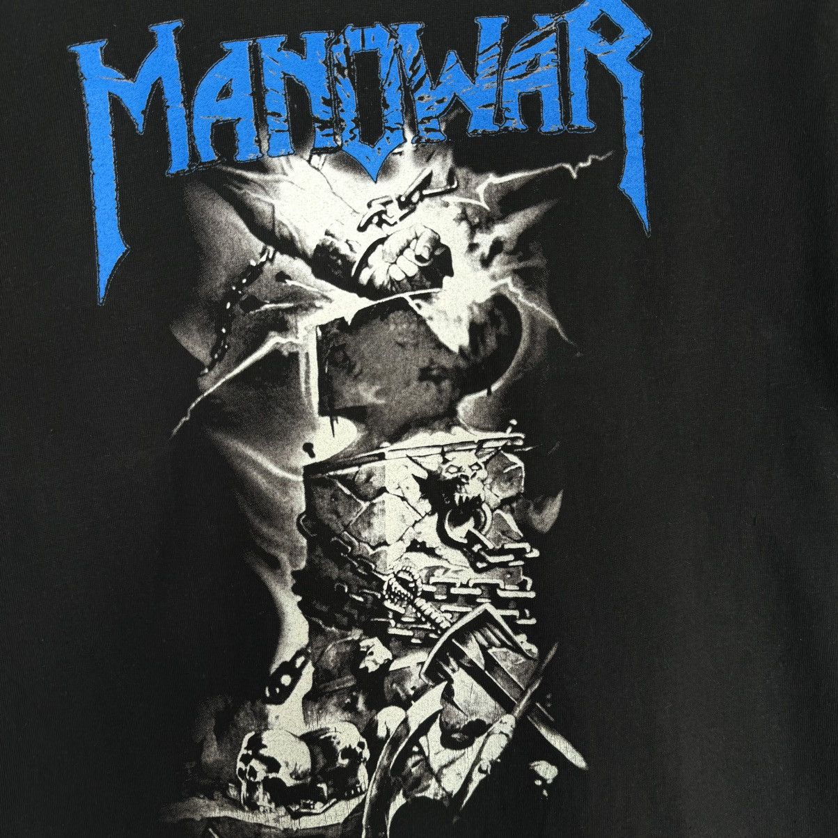 Band Tees Vintage 90s Manowar Metal Band Rare Euro T Shirt Size US L / EU 52-54 / 3 - 6 Thumbnail