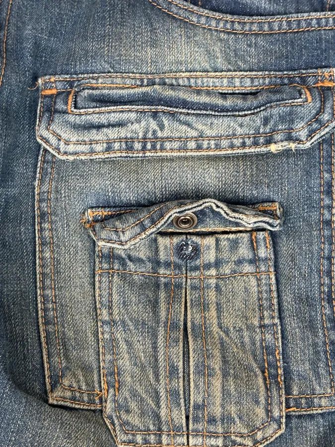 Dolce & Gabbana 2000s Dolce & Gabbana Navy Dirty Effect Denim Cargo Jeans Size US 36 / EU 52 - 11 Thumbnail