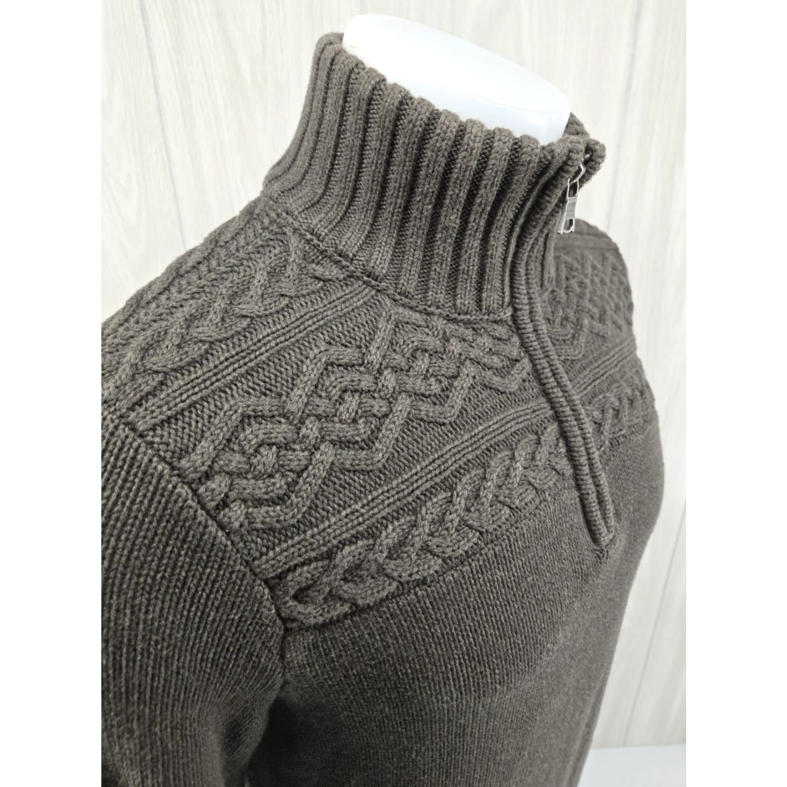 Banana Republic Banana Republic Sweater Pullover 1/4 Zip Mens Medium Green Mock Neck Cable Knit Knitwear Holiday Casual Business Size US M / EU 48-50 / 2 - 7 Thumbnail