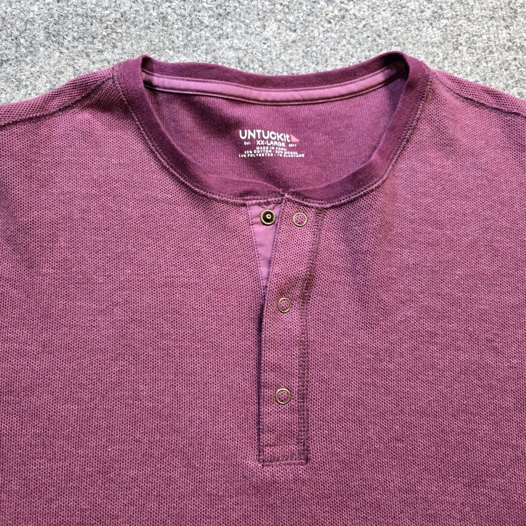 UNTUCKit UNTUCKit Shirt Men XXL Purple Henley Thermal Long Sleeve Casual Button Size US XXL / EU 58 / 5 - 2 Thumbnail