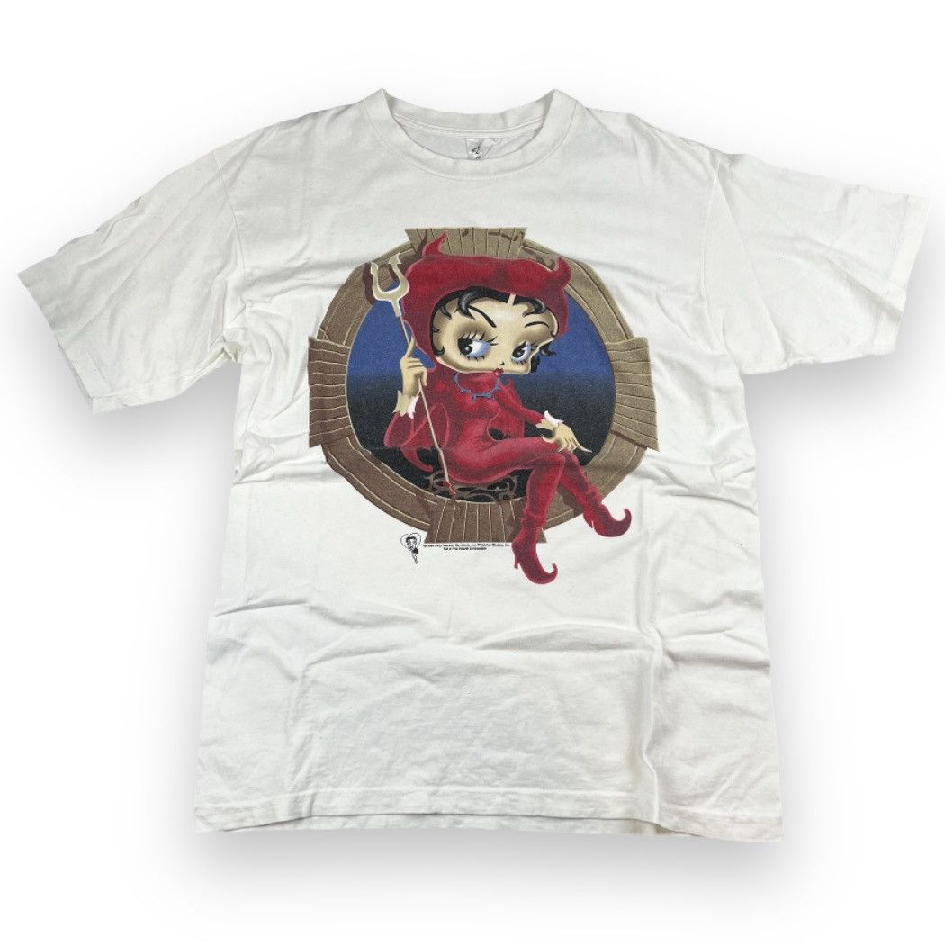 image of 1994 Vintage Devil Betty Boop T-Shirt in White, Men's (Size XL)