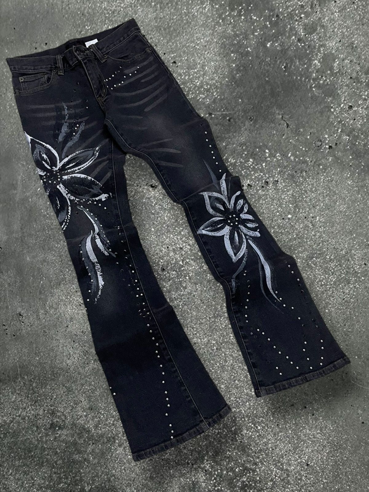 Designer × Japanese Brand × Vintage Vintage 1990s Japan Ryo Peliano Artwork Flower Grunge Flared Size US 26 / EU 42 - 2 Thumbnail