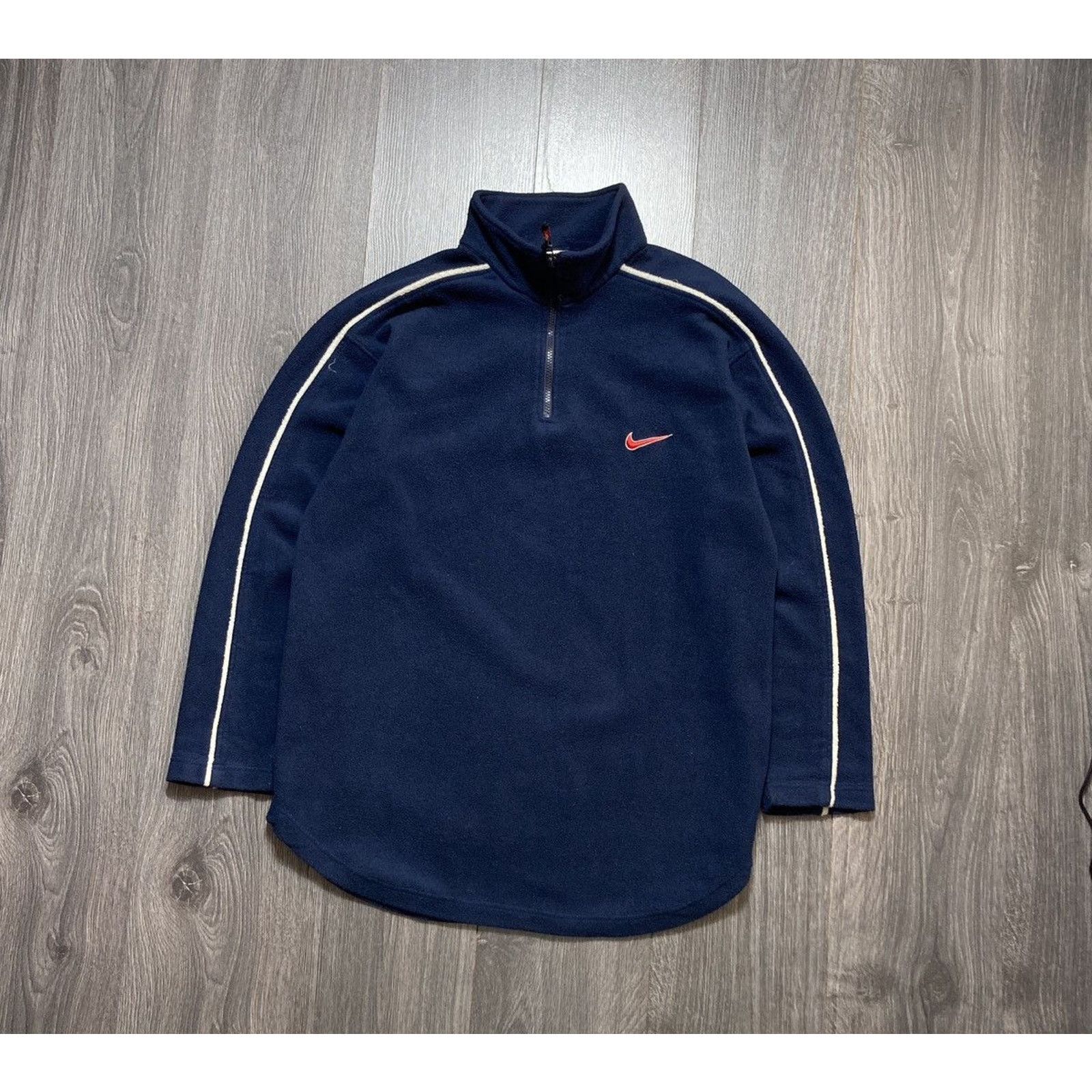 Nike × Vintage 90s Vintage Nike Fleece Sweatshirt Retro Big Logo Size US L / EU 52-54 / 3 - 1 Thumbnail