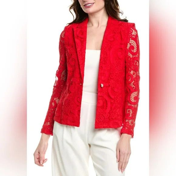 Nanette Lepore Lace Blazer Feminine Gift Holiday Party Travel Valentine Size M / US 6-8 / IT 42-44 - 1 Thumbnail