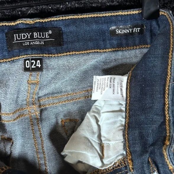 Vintage Judy Blue Jeans Skinny Distressed Leopard Patch 5-Pocket Denim Blue 24 Womens - JB82166DK Size 42" / US 20 - 3 Thumbnail