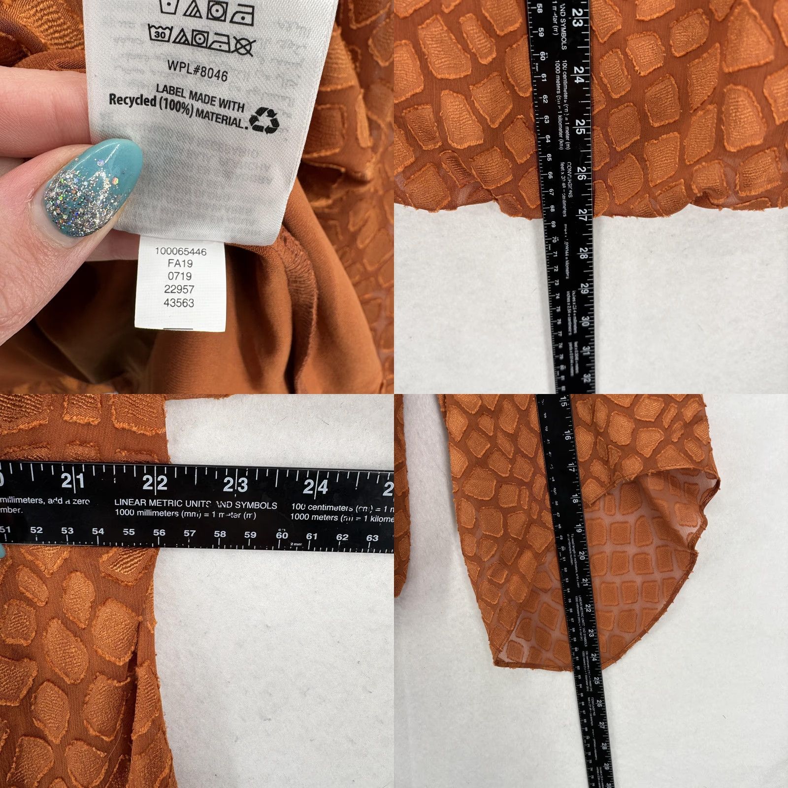 Alfani Alfani Blouse Womens 1X Orange Textured Animal Jacquard Kimono Sleeve Top Plus Size XL / US 12-14 / IT 48-50 - 8 Thumbnail